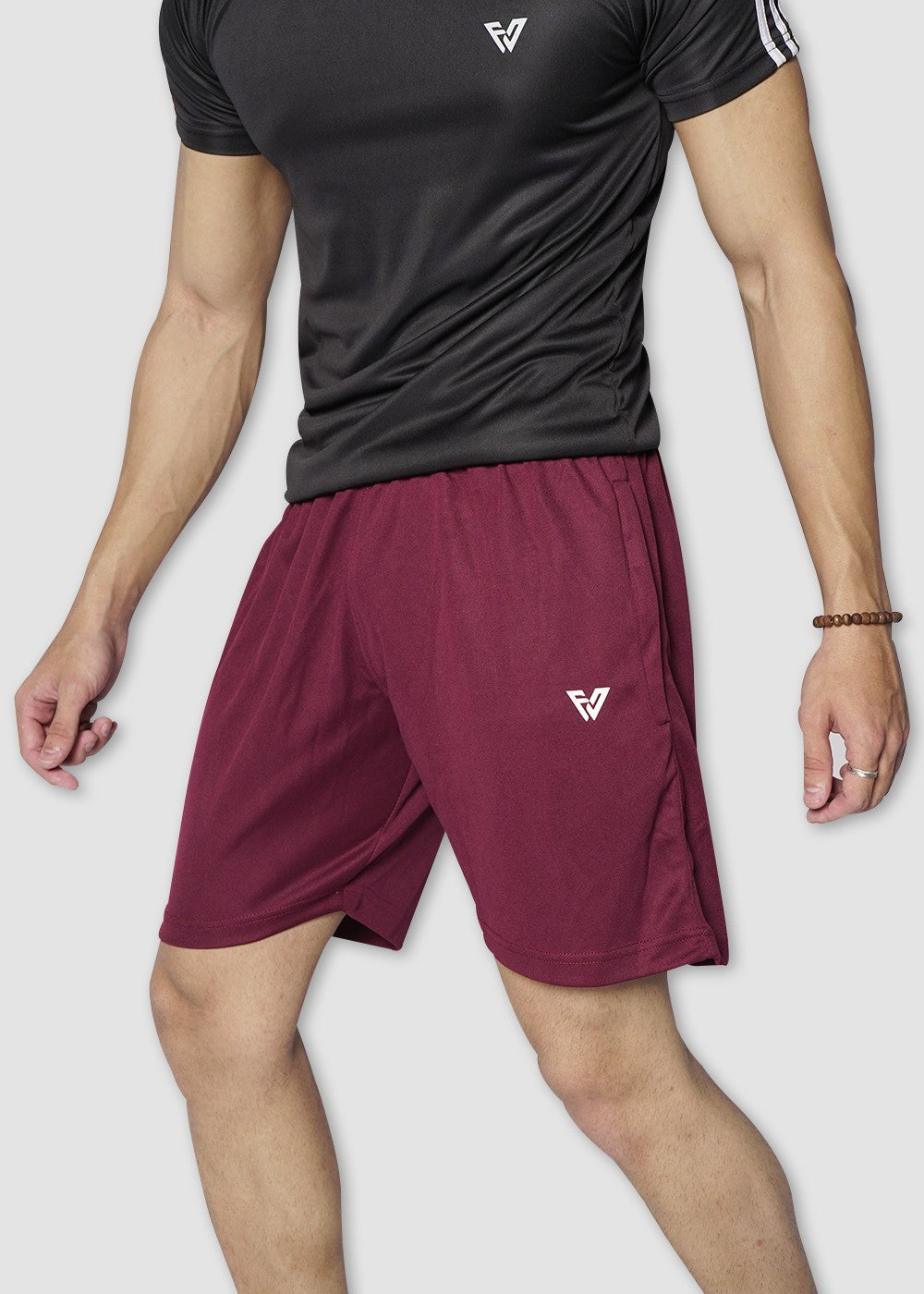 polyester Shorts in Maroon by Fitness Welt