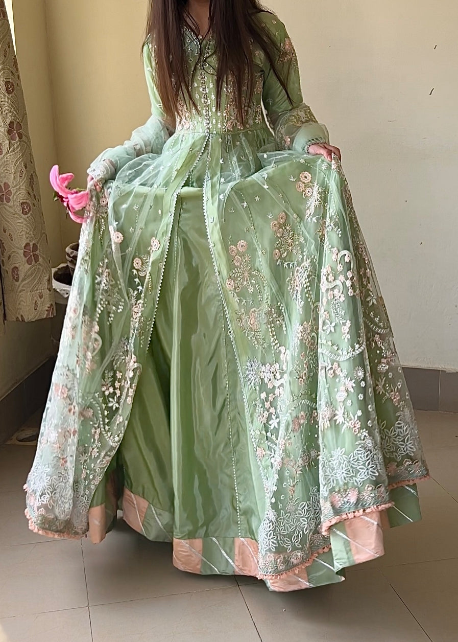 polyester net Maxi in Pistachio green