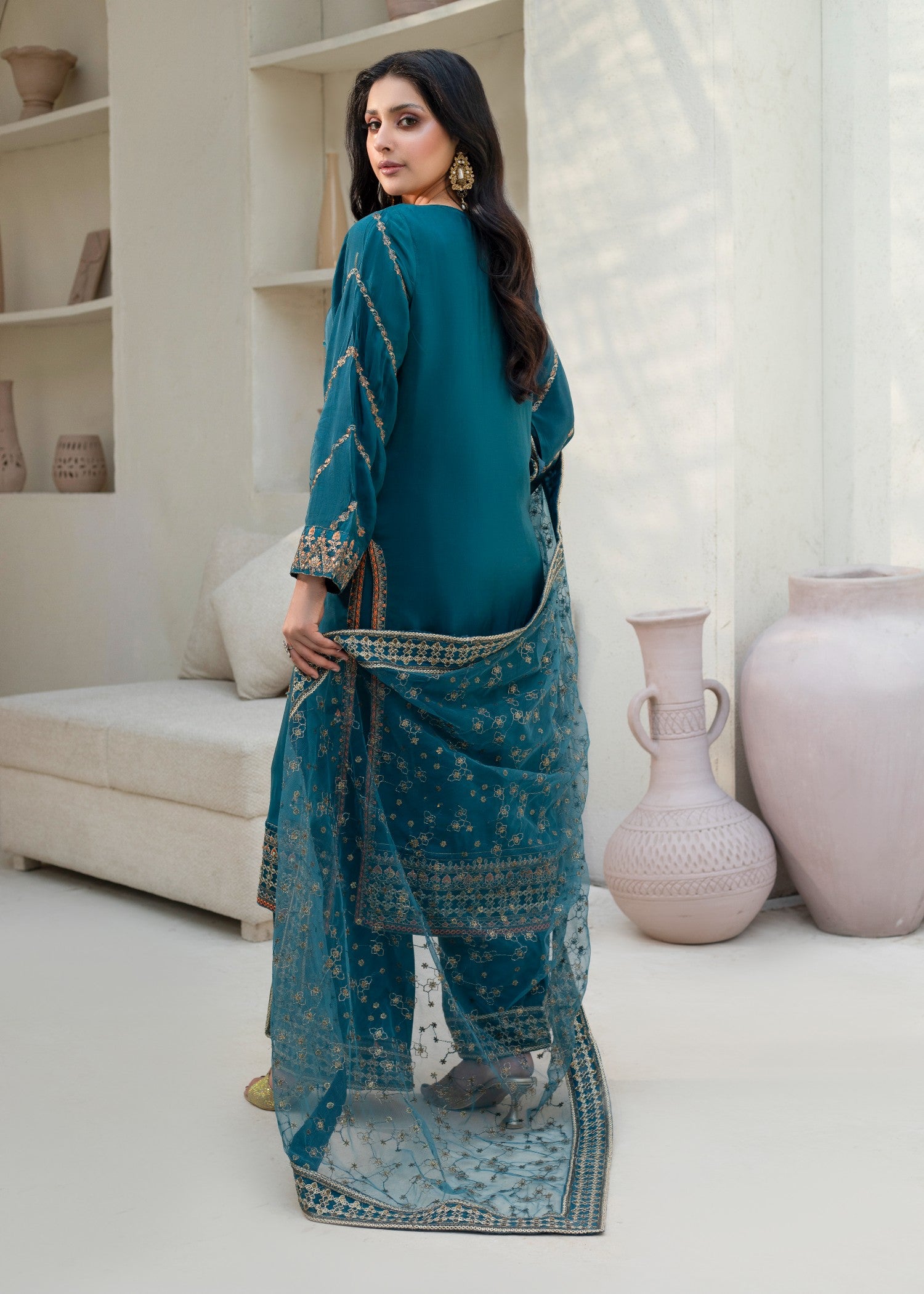 pure silk Kurta Set in Pine green