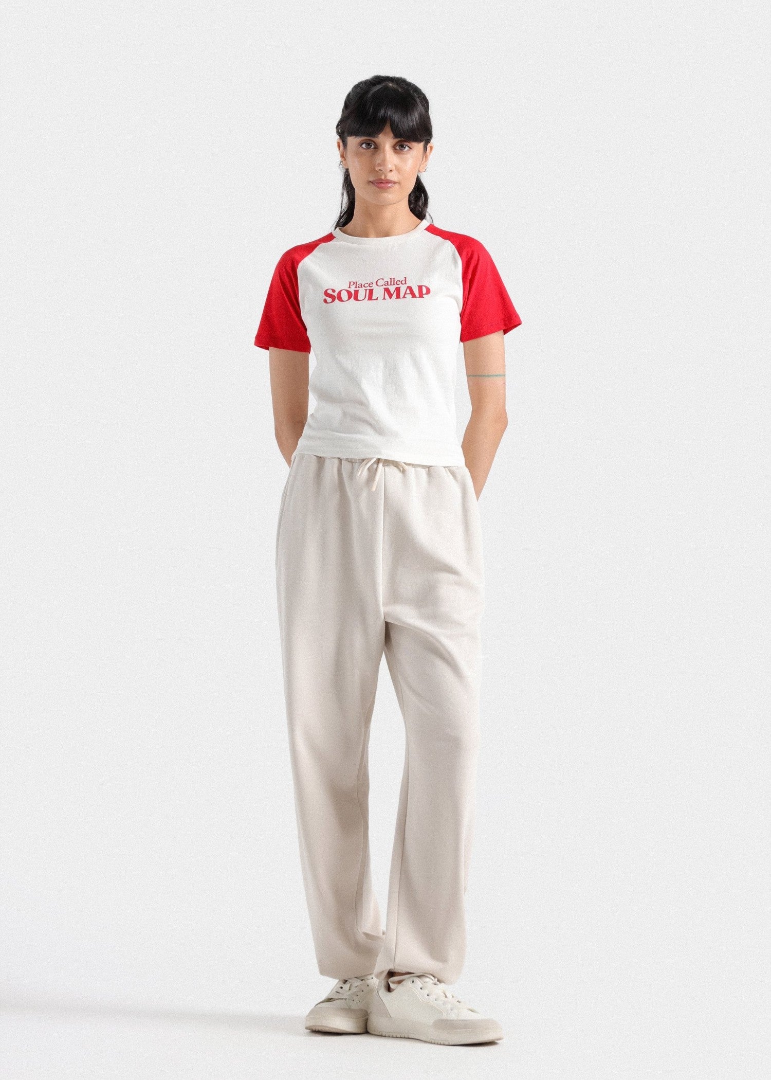 cotton T Shirt in Red, white