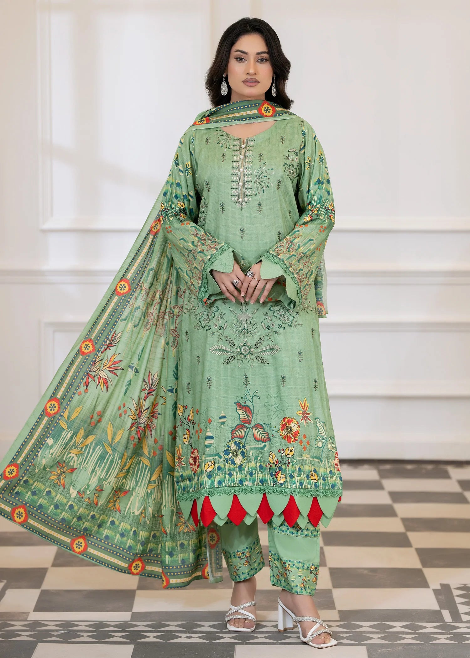 wool Kurta Set in Emerald green