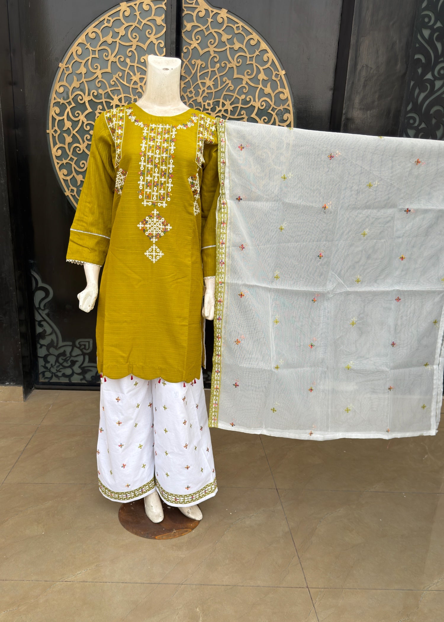 cotton Kurta Set in Mustard