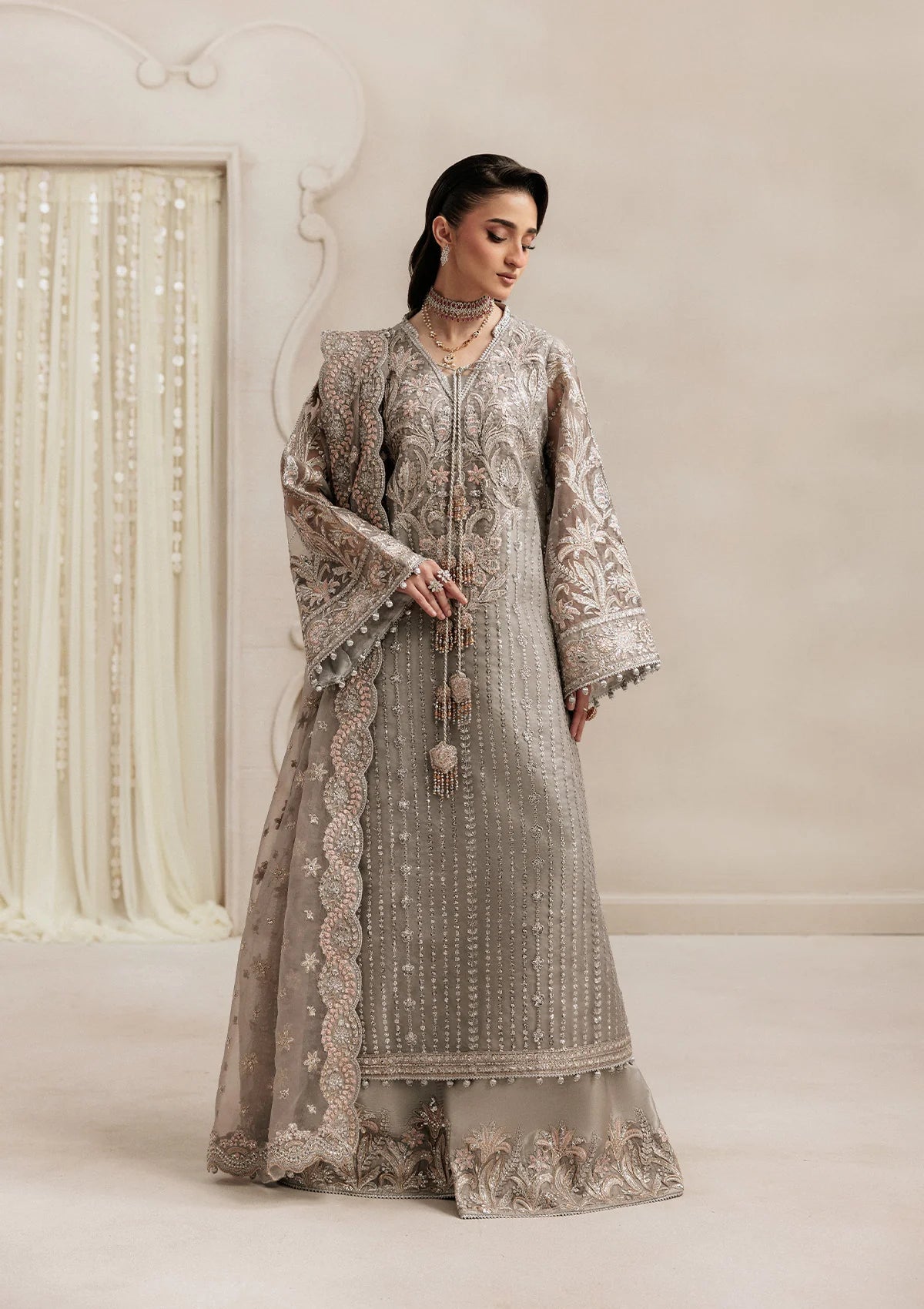 organza Unstitched in Grey