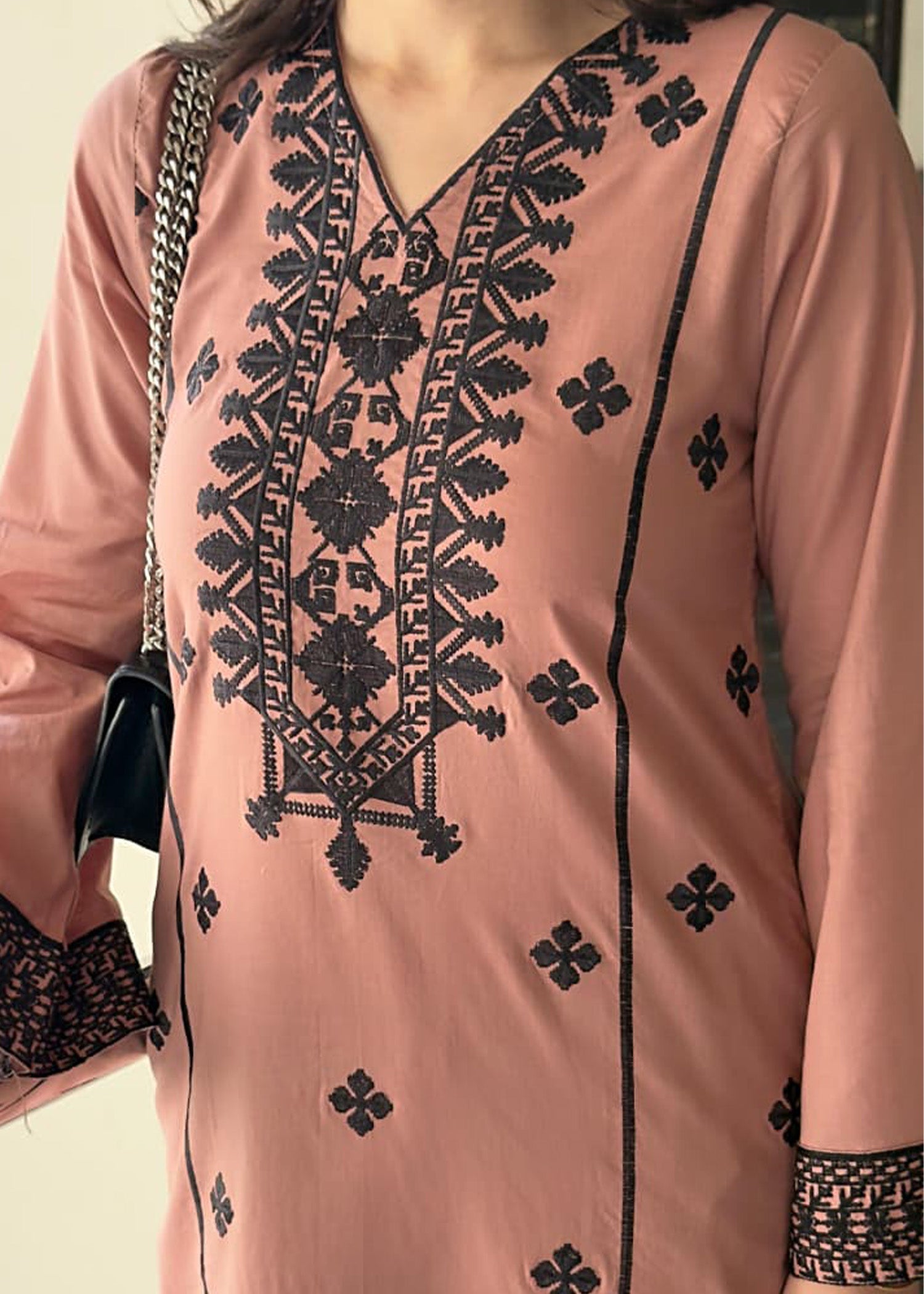 cotton Kurta Set in Brown