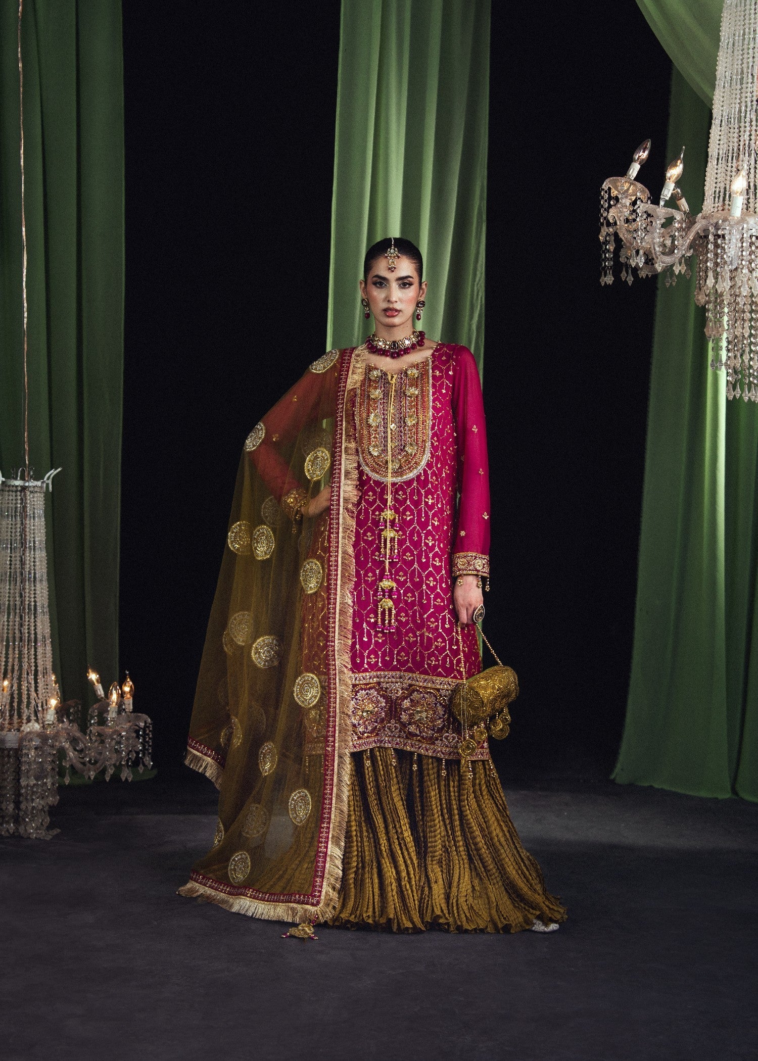 chiffon Sharara in Magenta