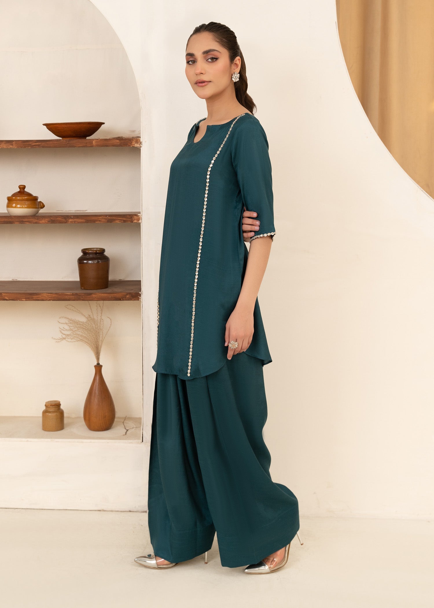 thai silk Kurta Set in Teal