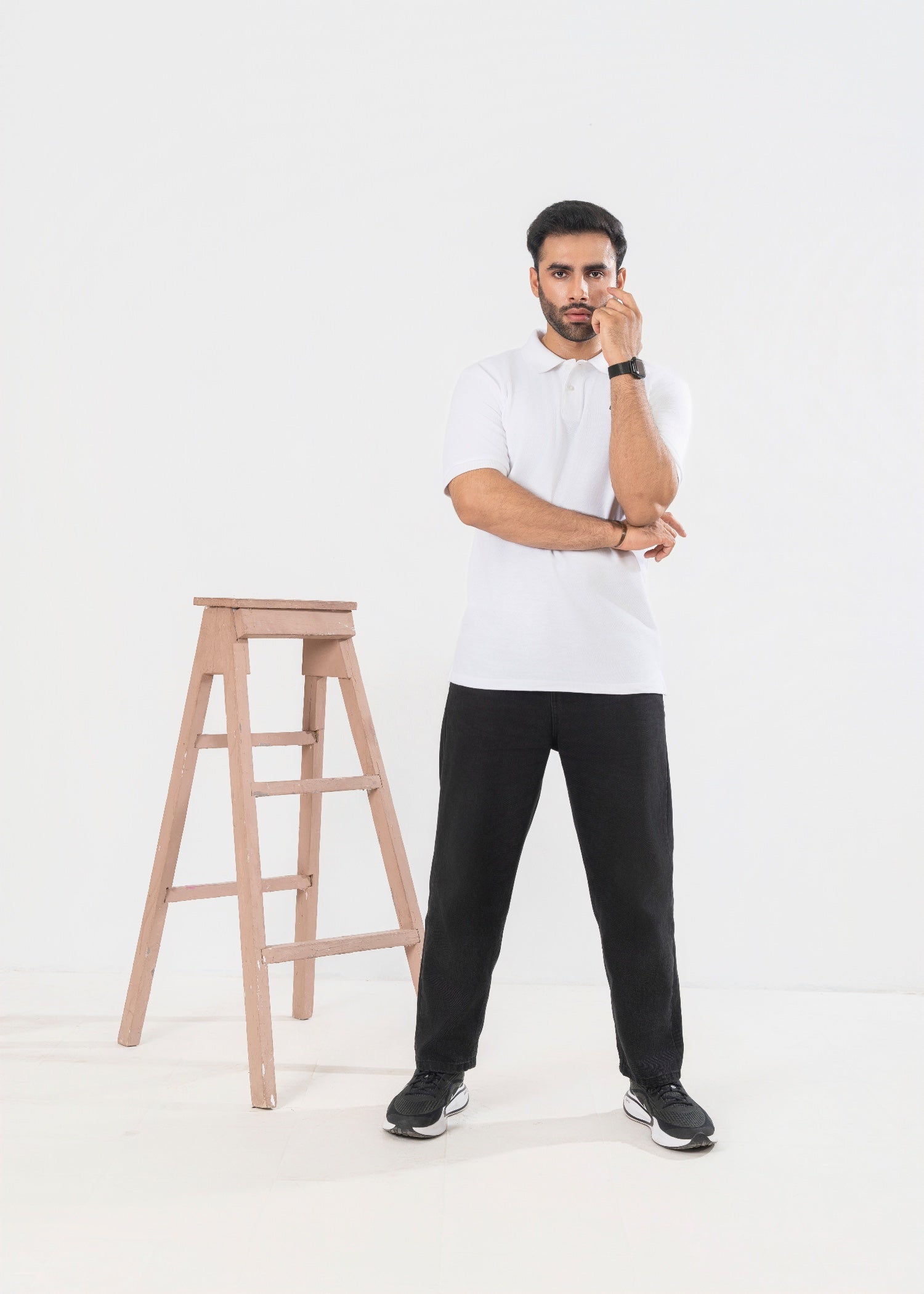 cotton pique Polo Shirt in White