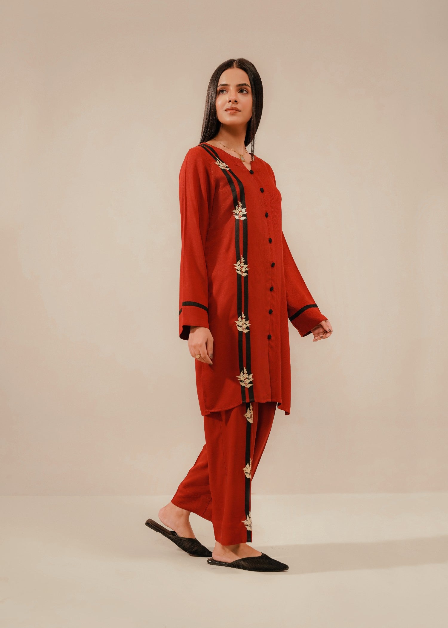 corduroy Co Ord Sets in Ruby red