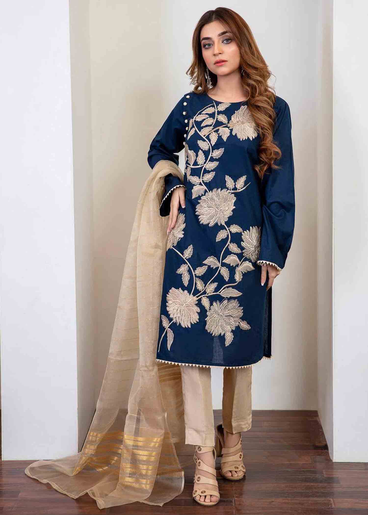lawn Kurti in Blue