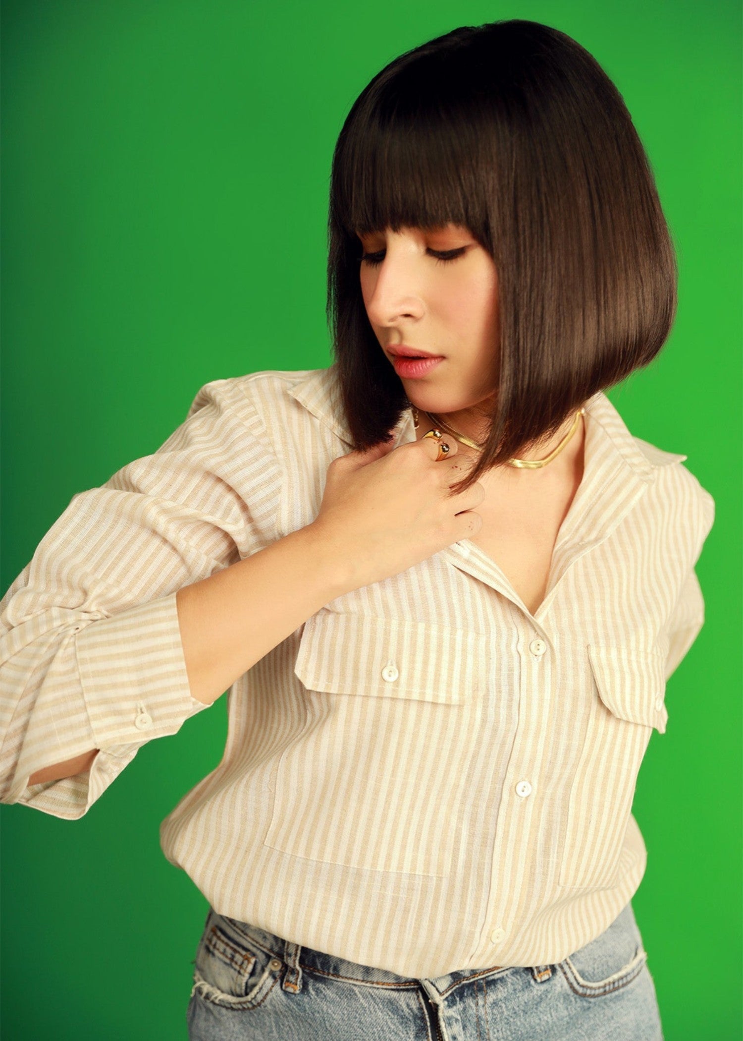 poplin Top in Beige
