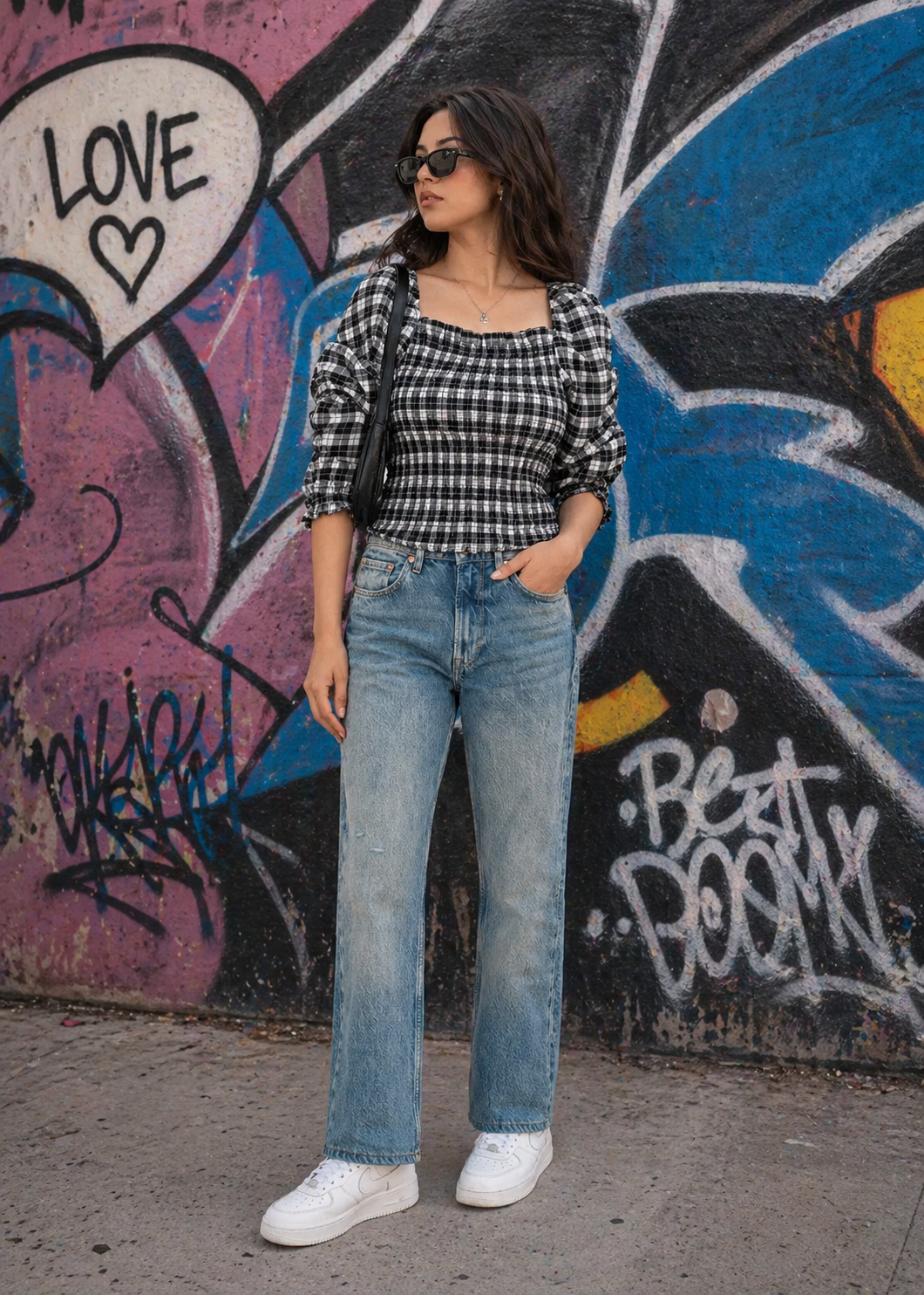 denim Jeans in Blue, white