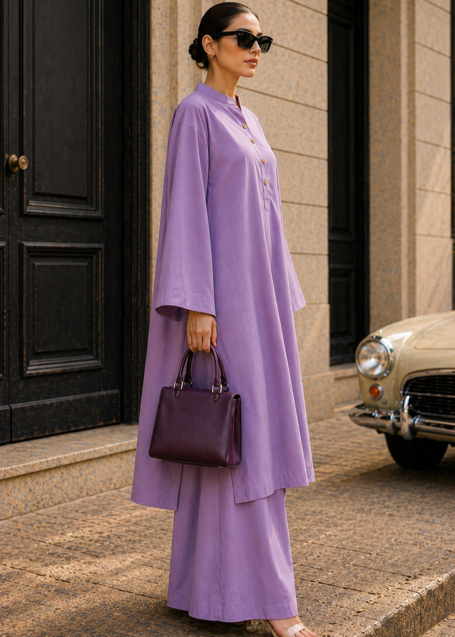 cotton Co Ord Sets in Mauve