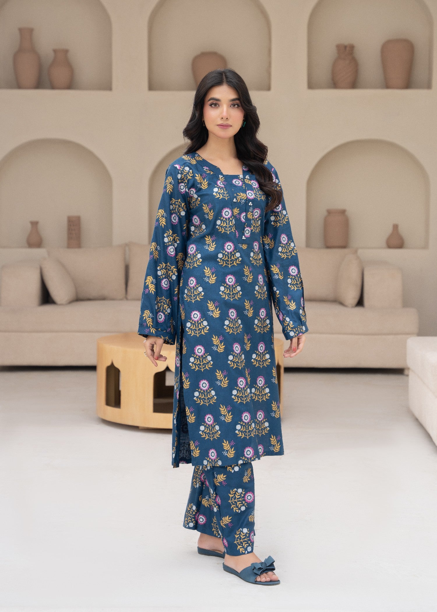 linen Co Ord Sets in Steel blue