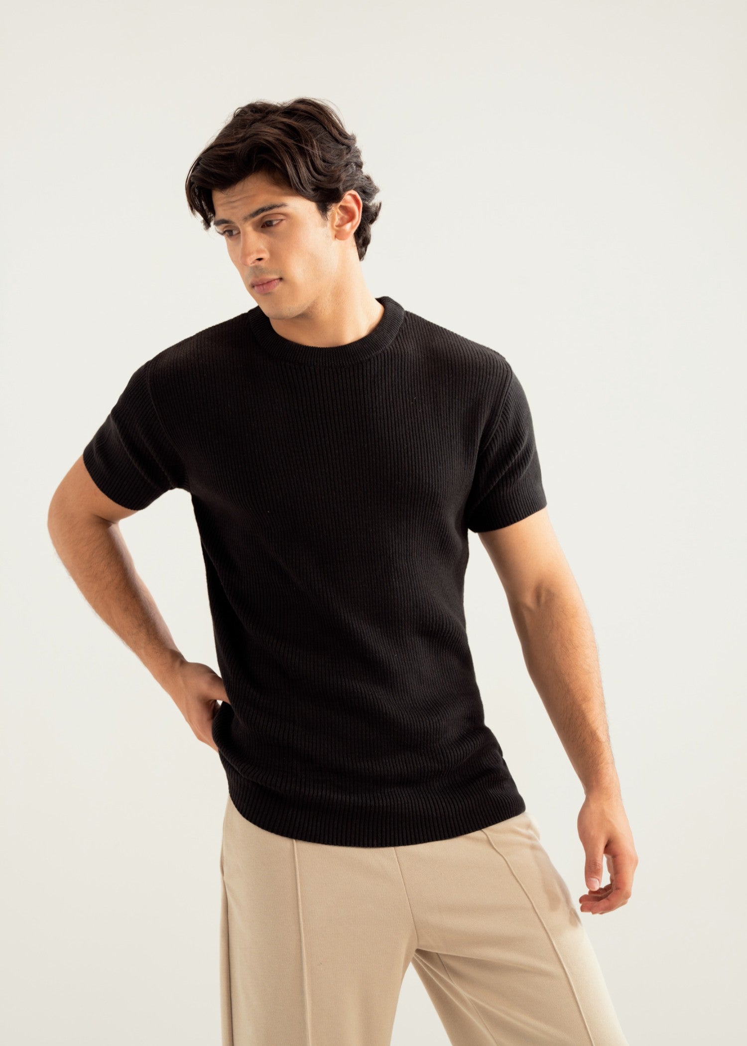 cotton T Shirt in Black by MINT By Muraqsh