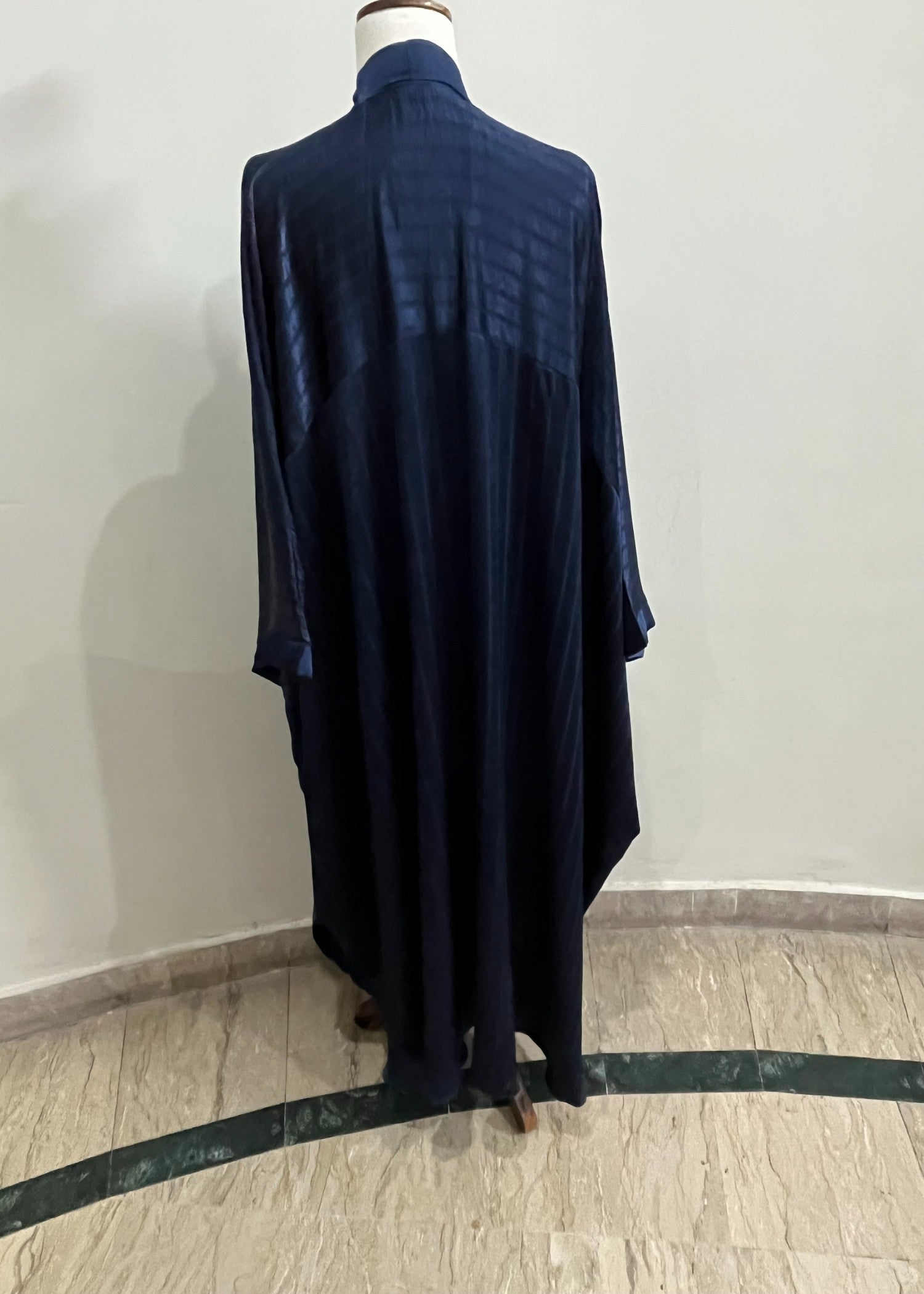 poly silk Abaya in Navy blue