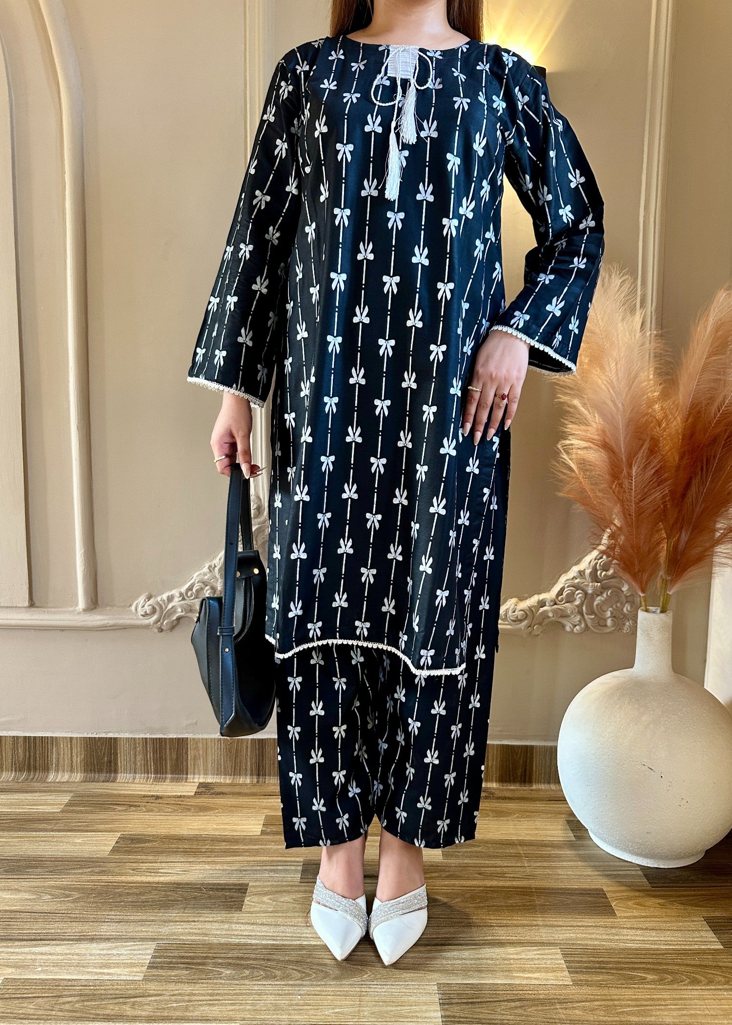 arabic lawn Co Ord Sets in Black