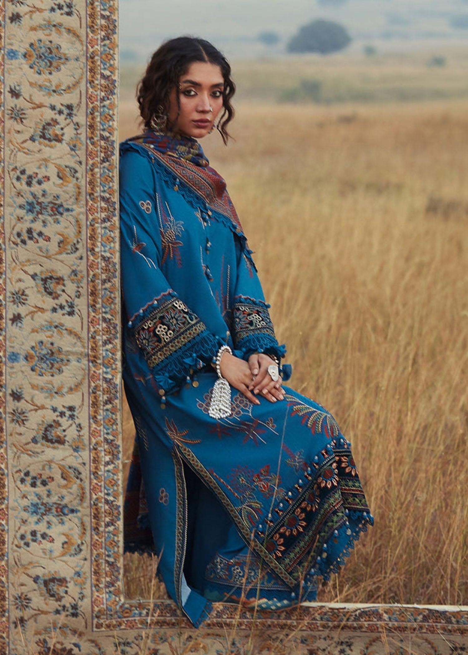 karandi Unstitched in Blue