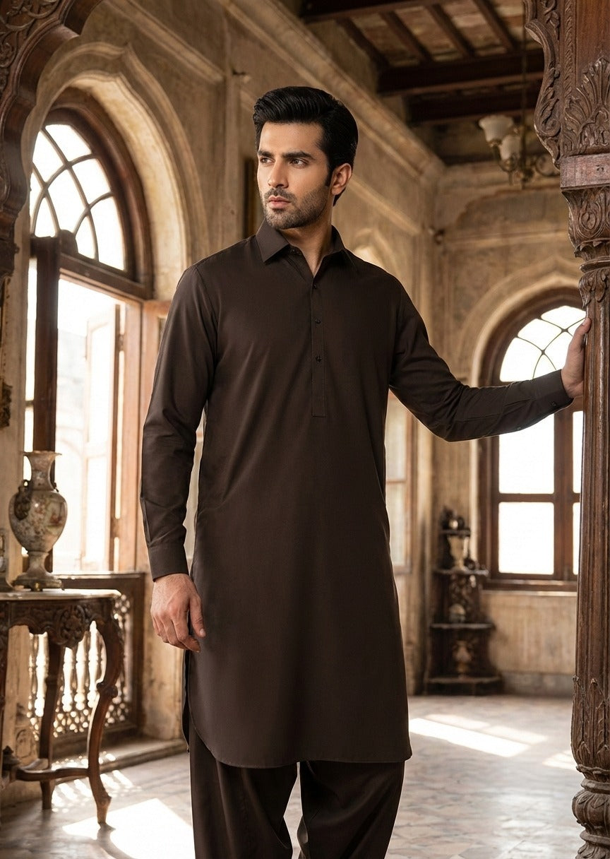 wash & wear Shalwar Kameez in Mocha brown by Dulha Fashion House