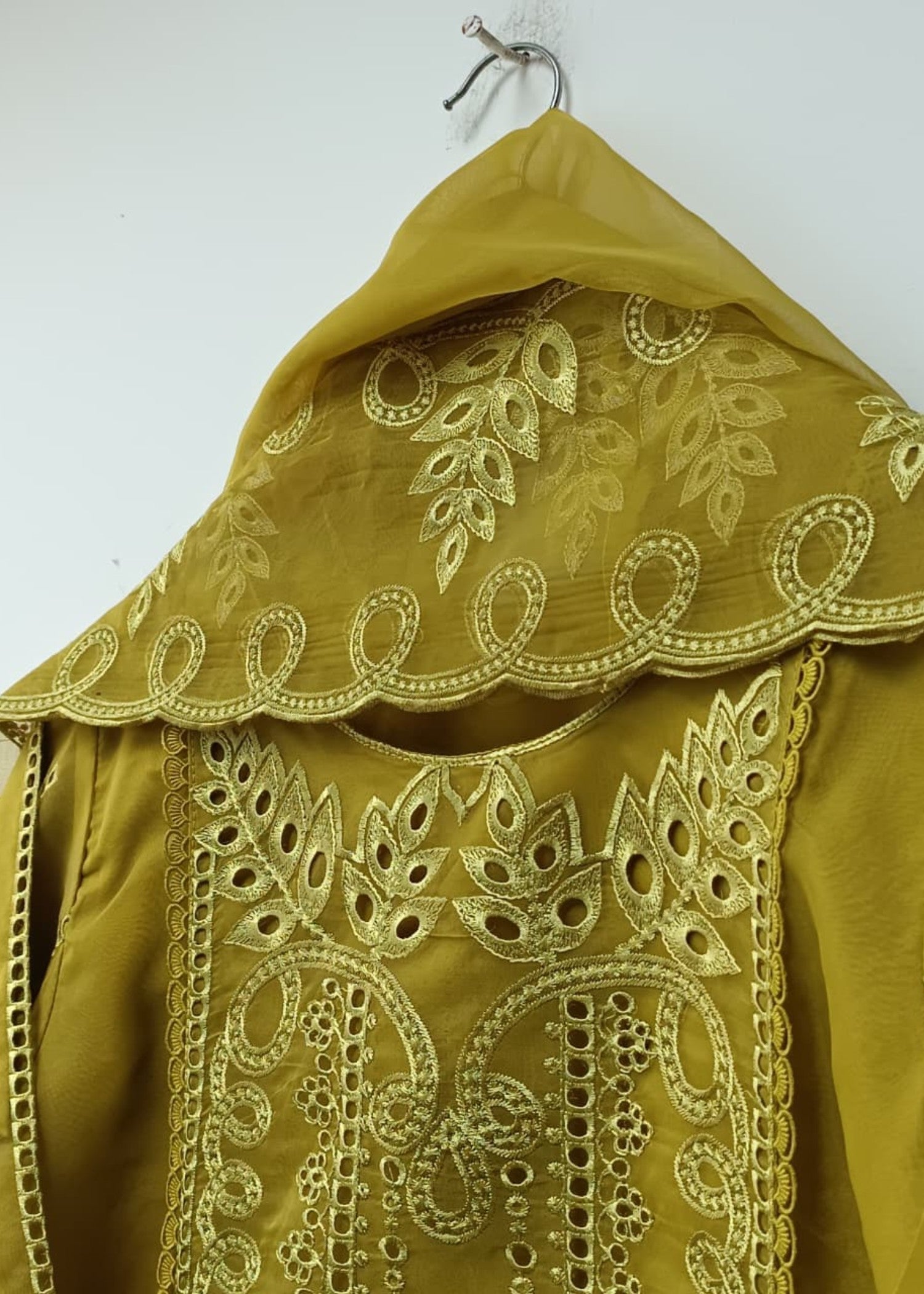 organza Kurta Set in Herb green