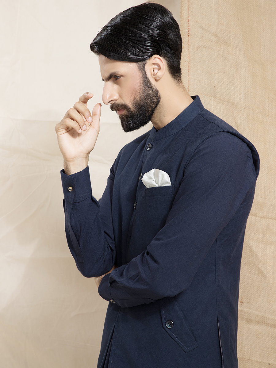 flannel Waistcoat in Navy blue