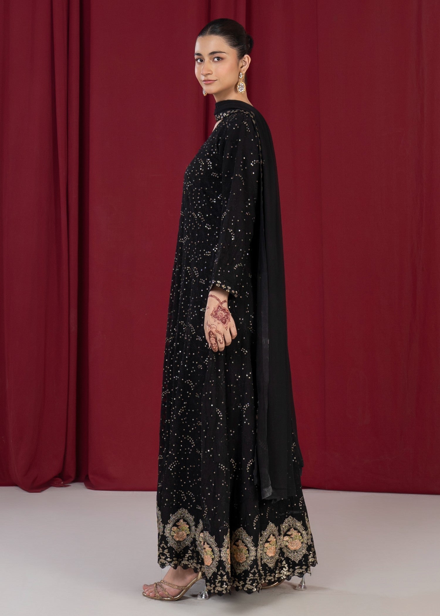 bemberg crinkle chiffon Maxi in Black