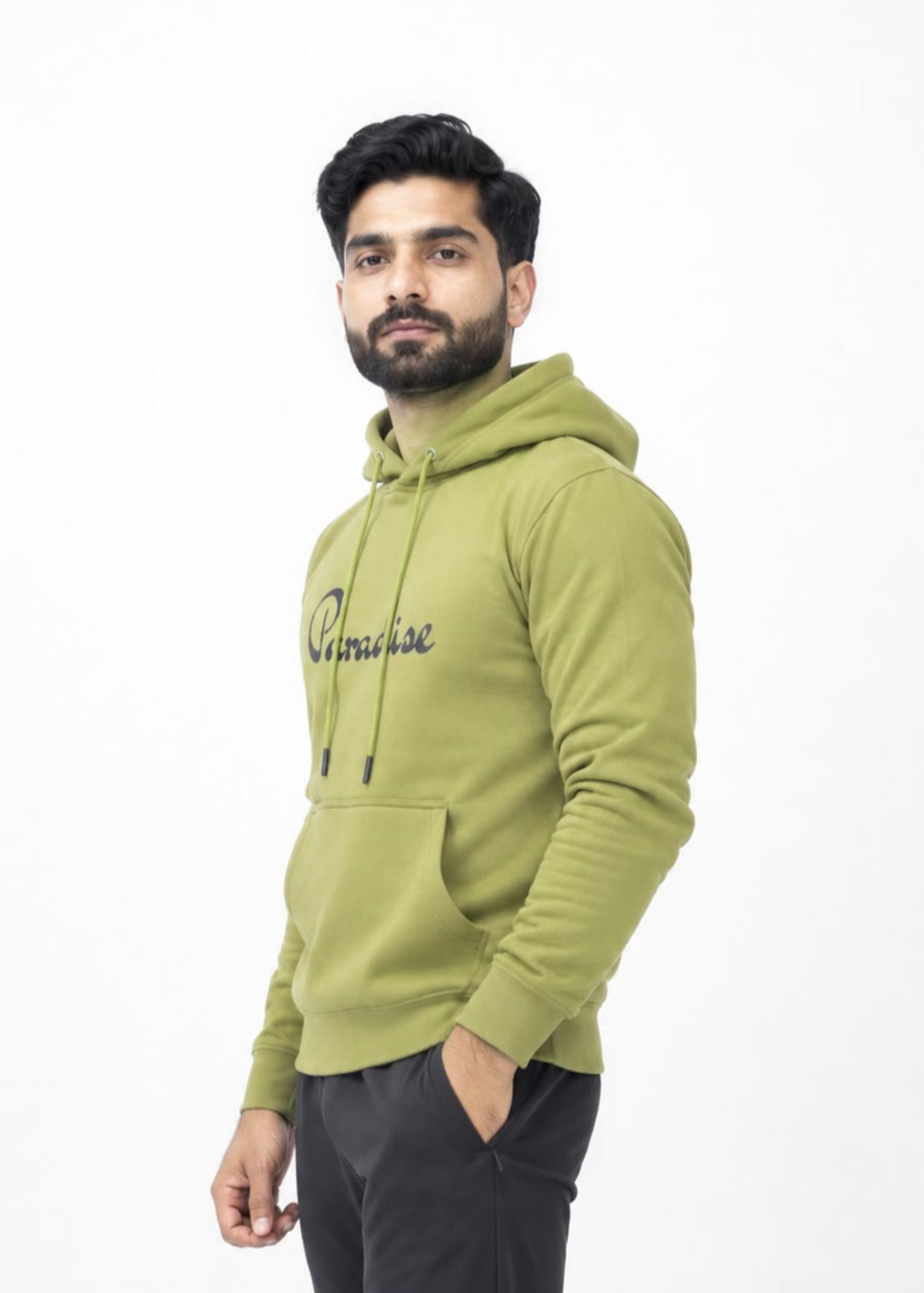 fleece Hoodie in Olive green