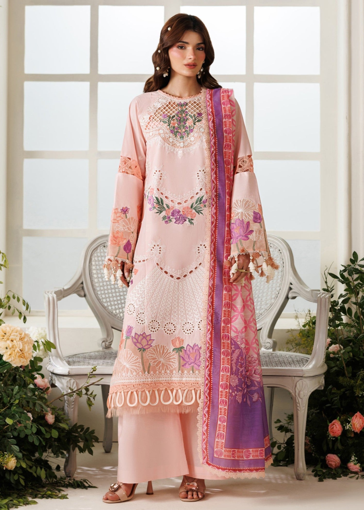 lawn Unstitched in Cherry blossom pink