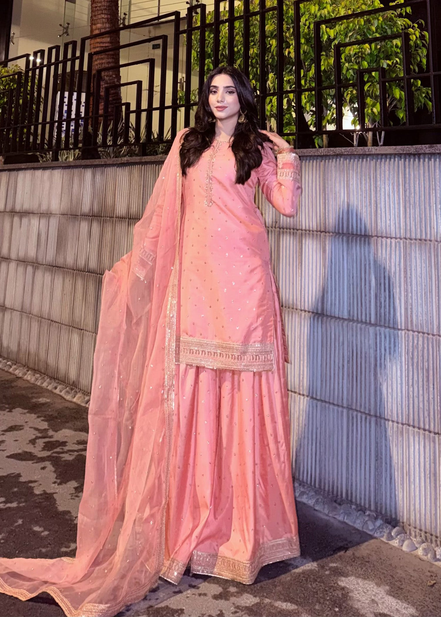 silk Sharara in Pink