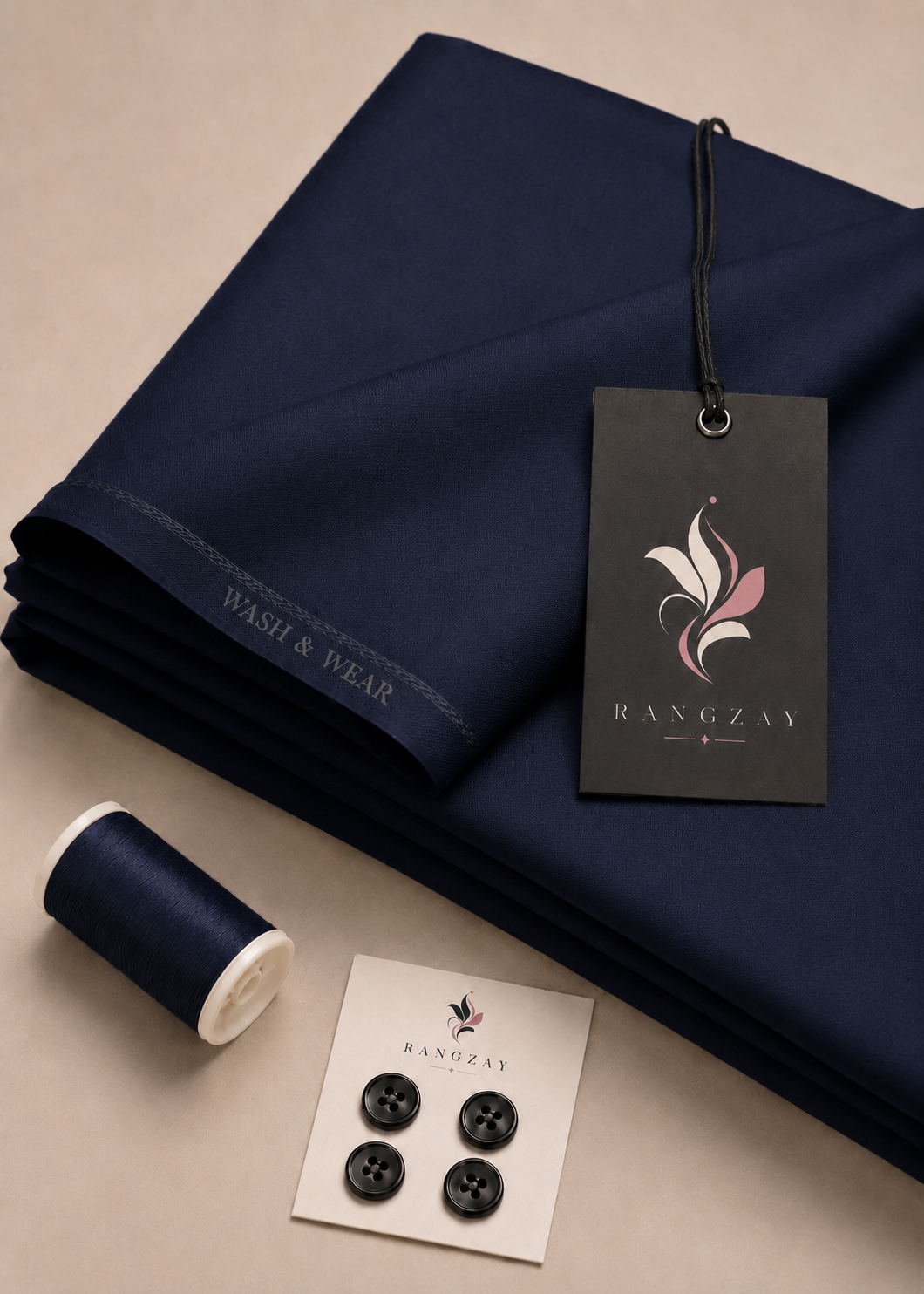 wash & wear Unstitched in Navy blue