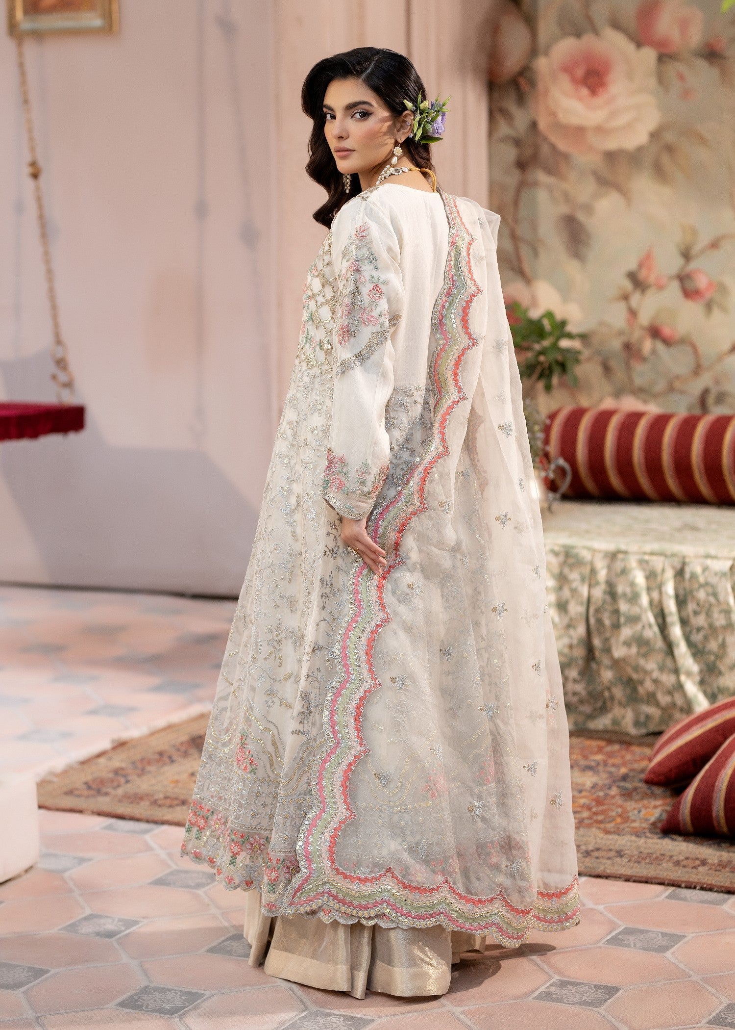 organza Angrakha in White