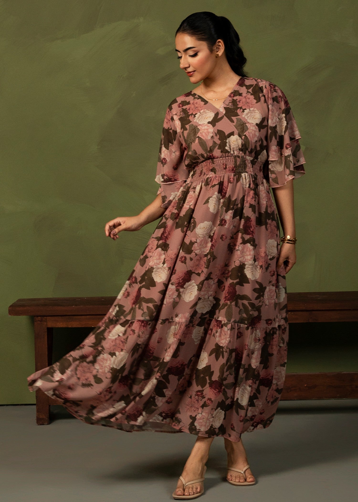 georgette chiffon Dress in Pink
