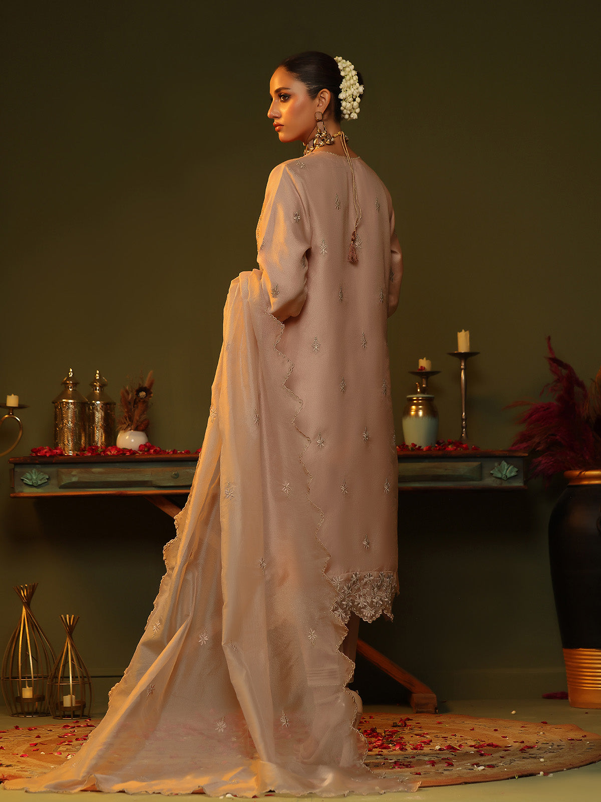 cotton Kurta Set in Peach orange