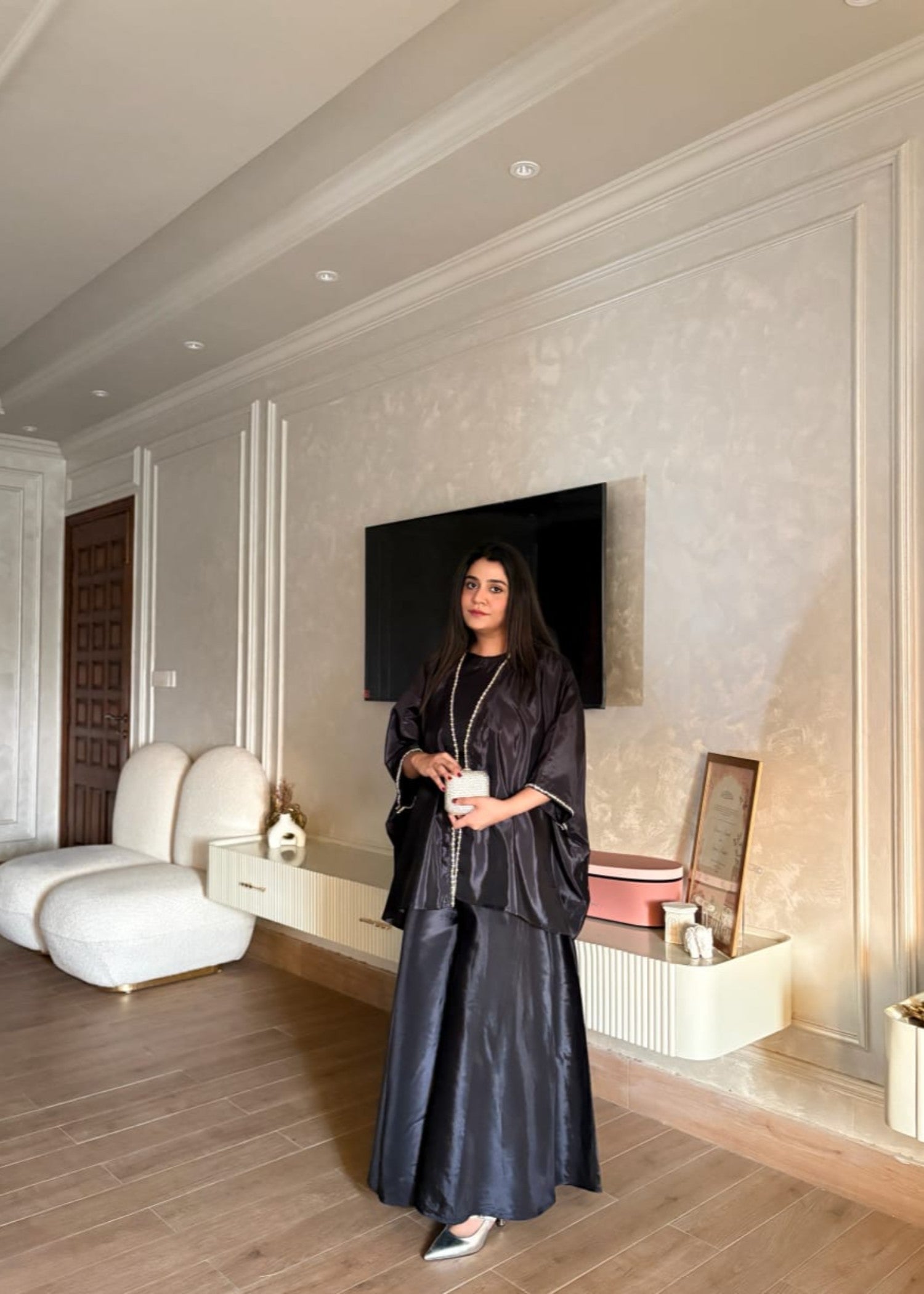 kattan silk Jacket in Black