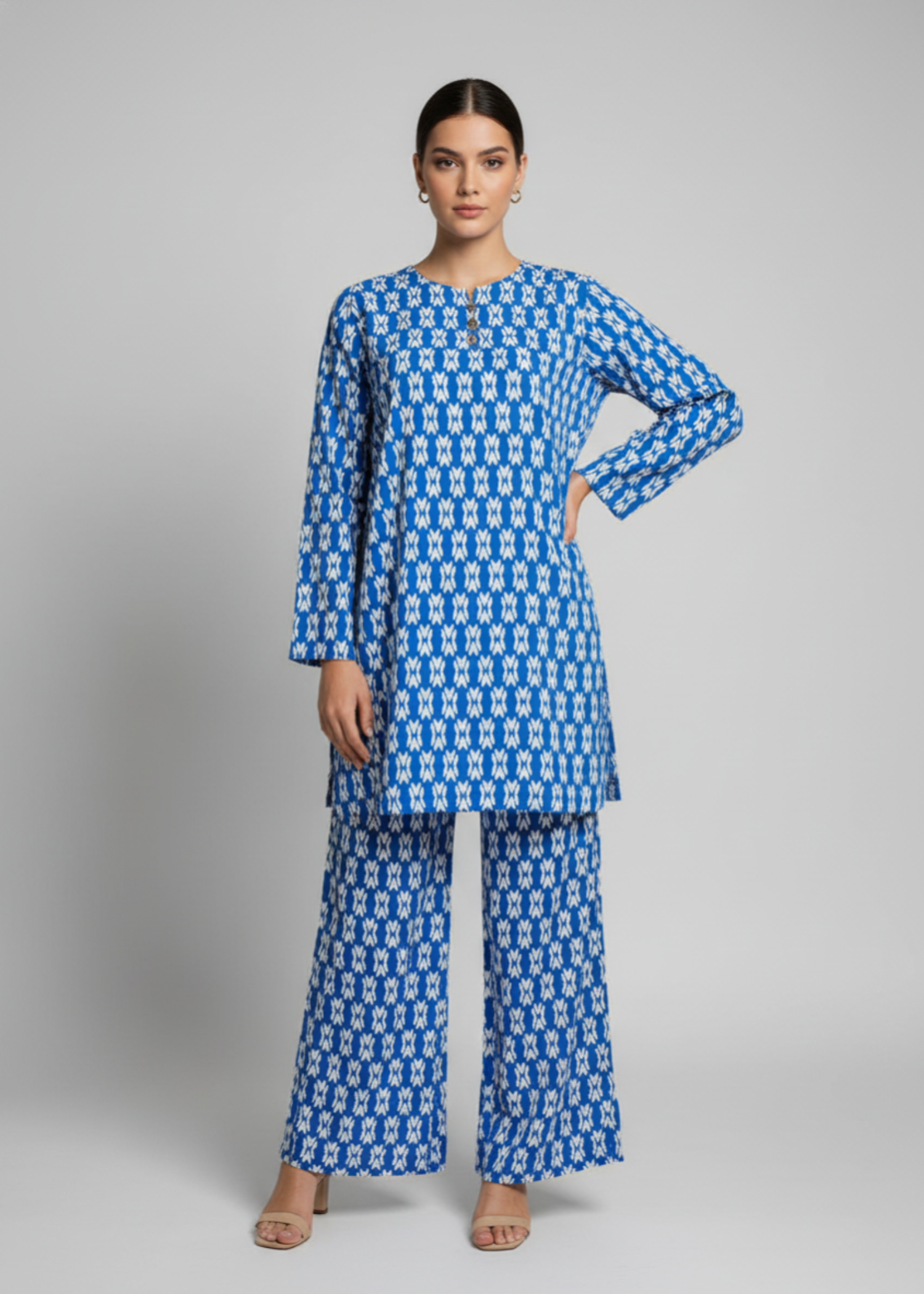 khaddar Co Ord Sets in Sapphire blue