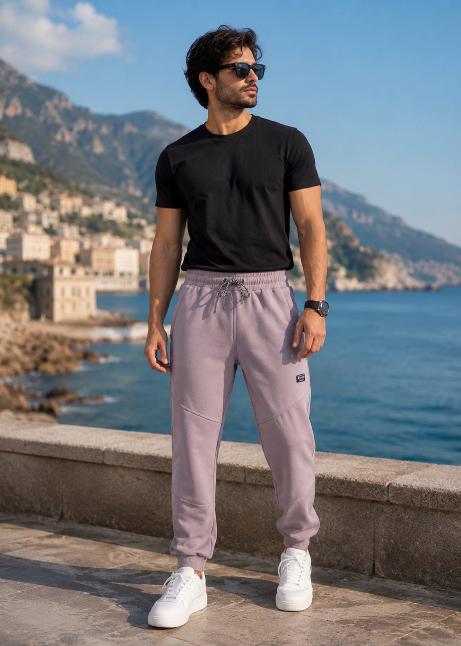 cotton Trousers in Mauve pink