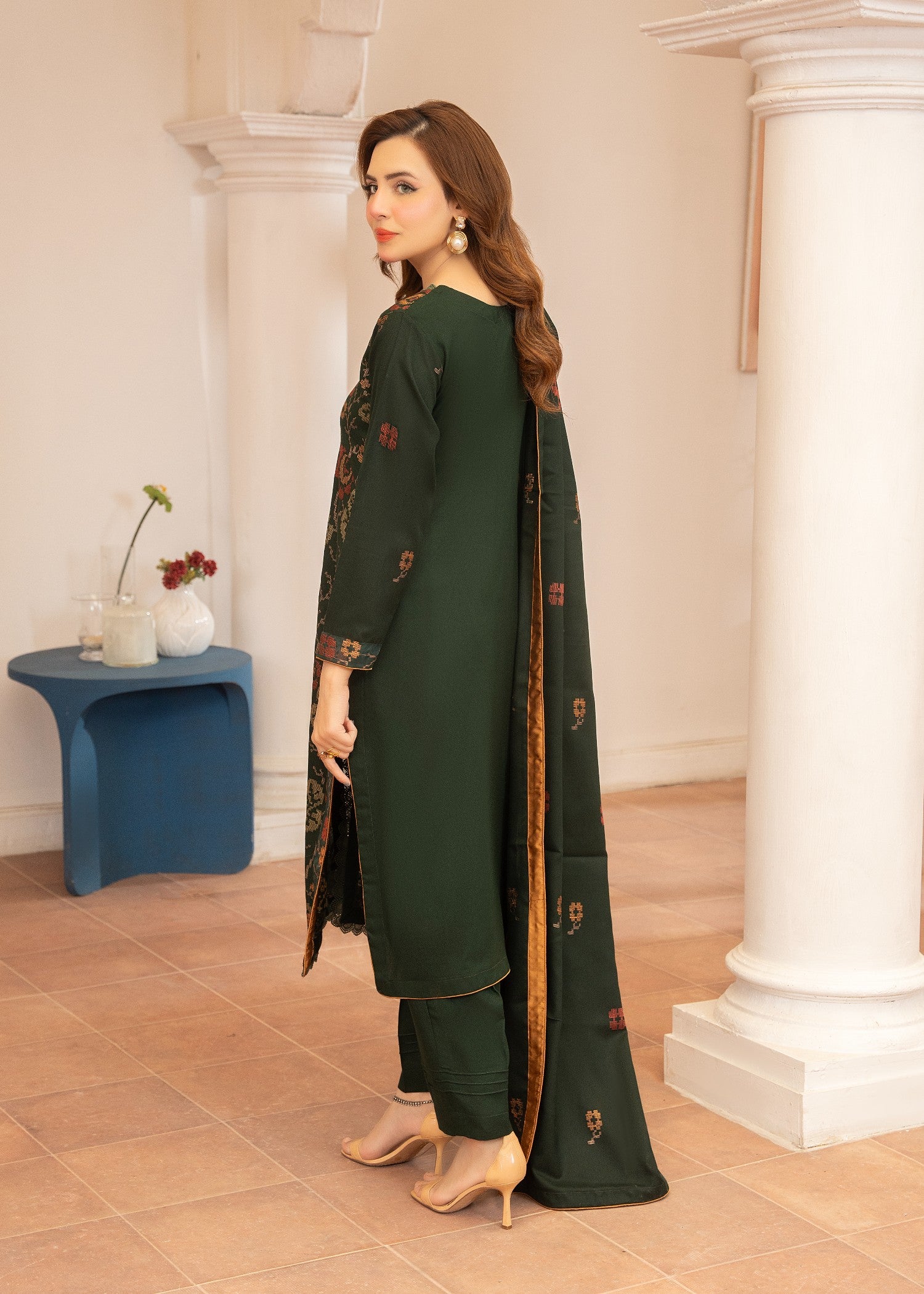 dhanak Kurta Set in Green