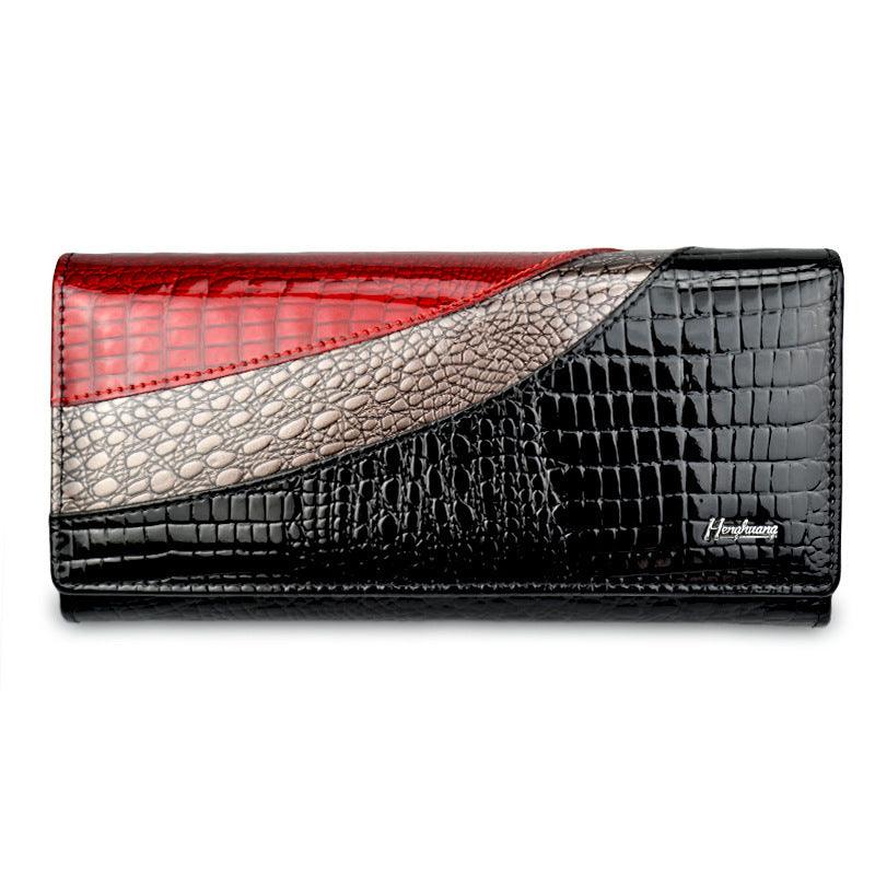 Top layer cowhide patent leather wallet