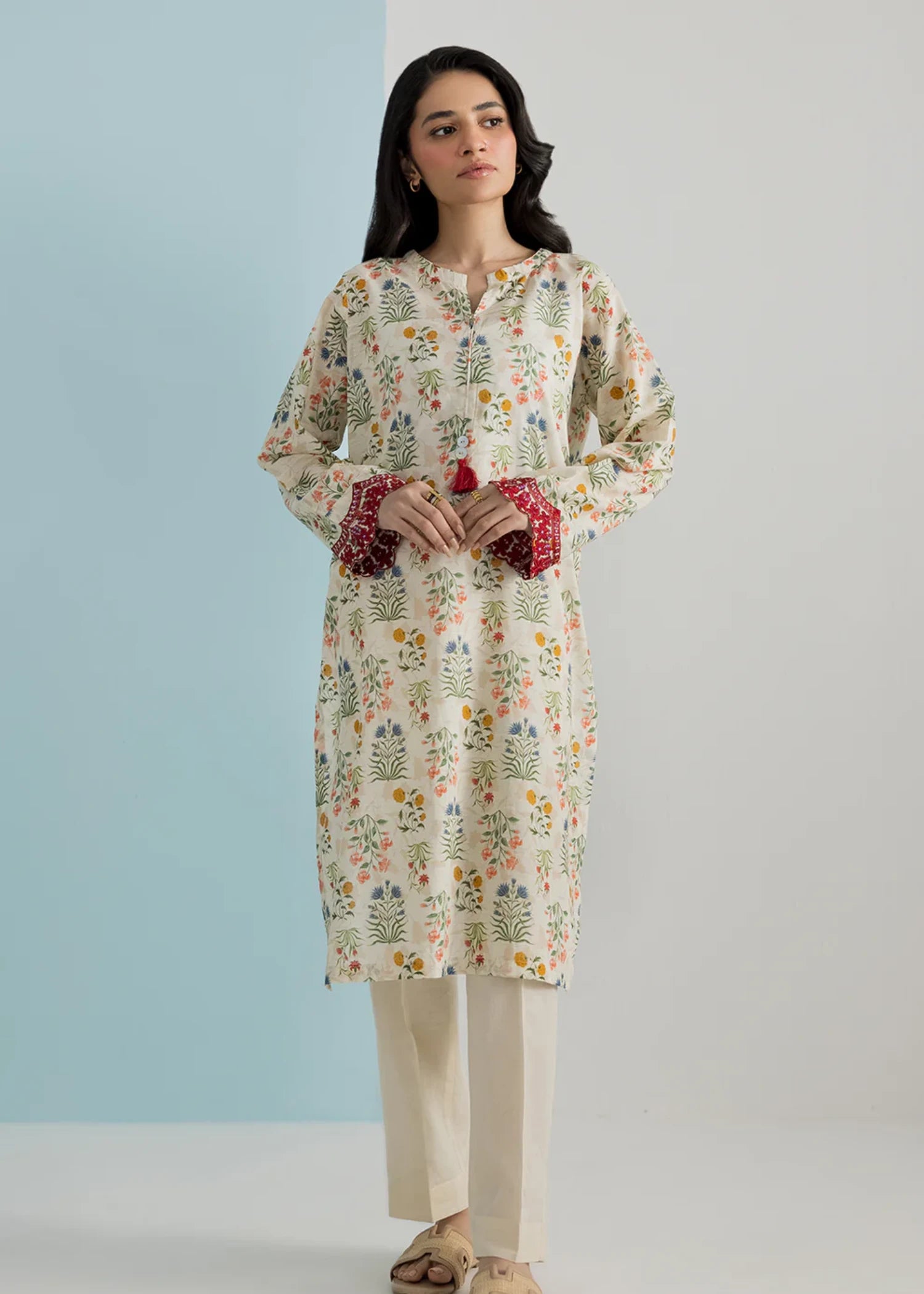 lawn Kurti in Ivory