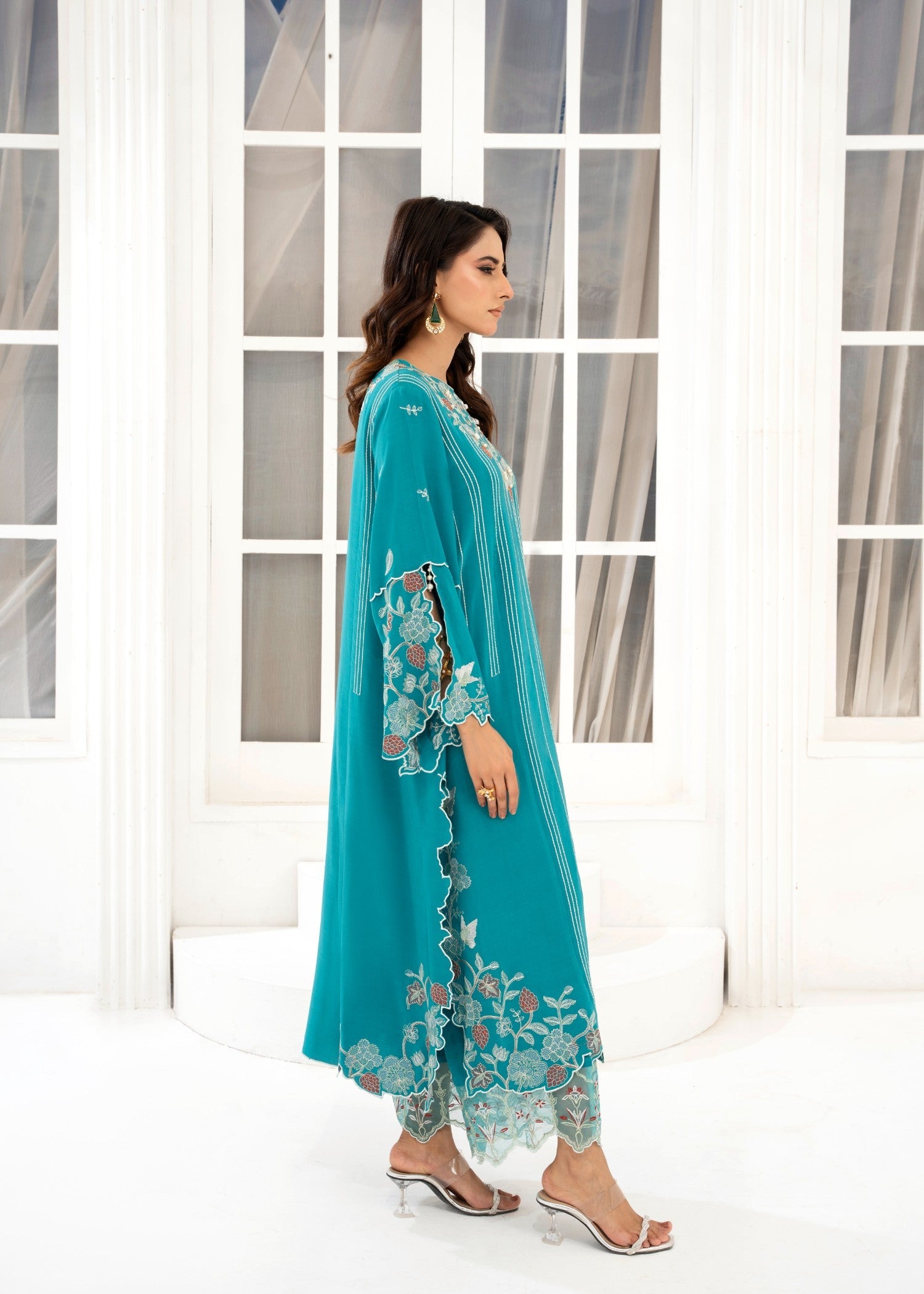 crepe Kurta Set in Sea green