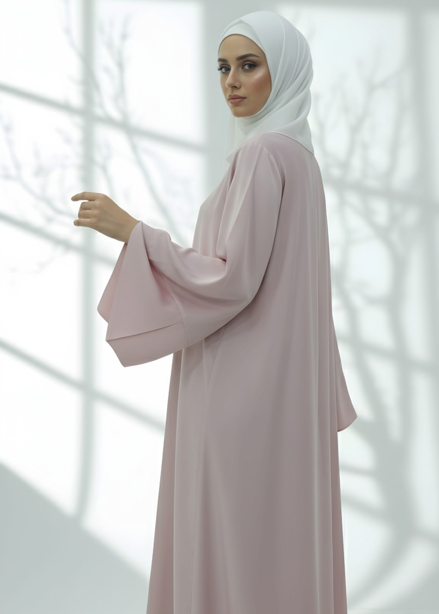 nidha blend Abaya in Cherry blossom pink