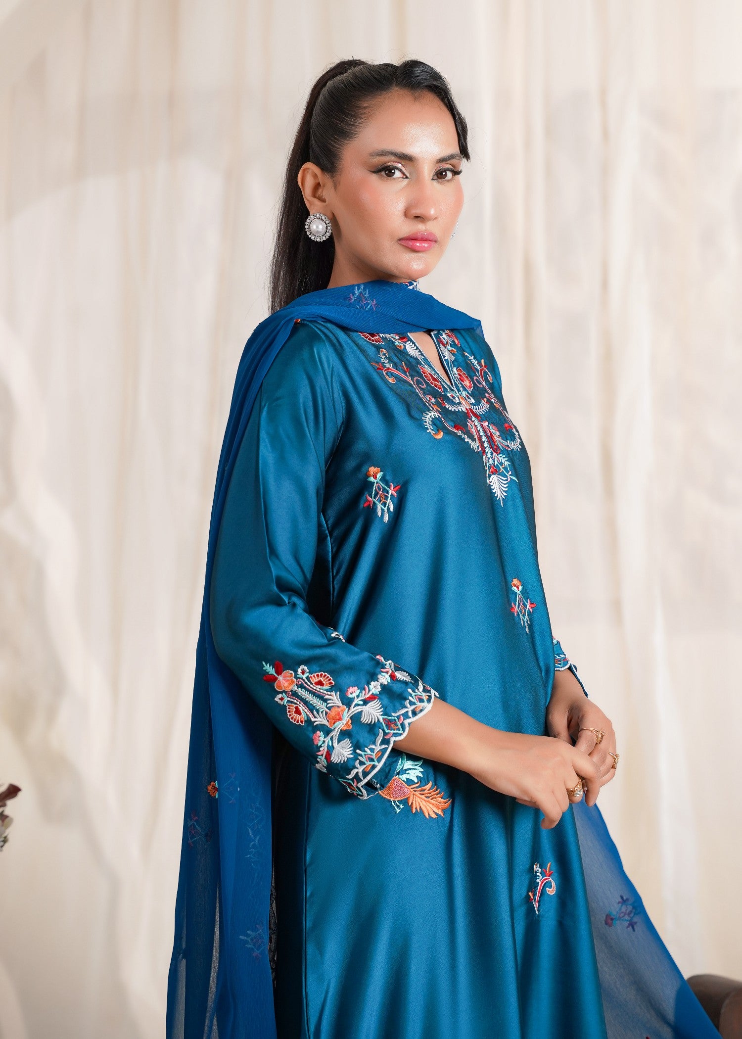 silk Kaftan in Sapphire blue