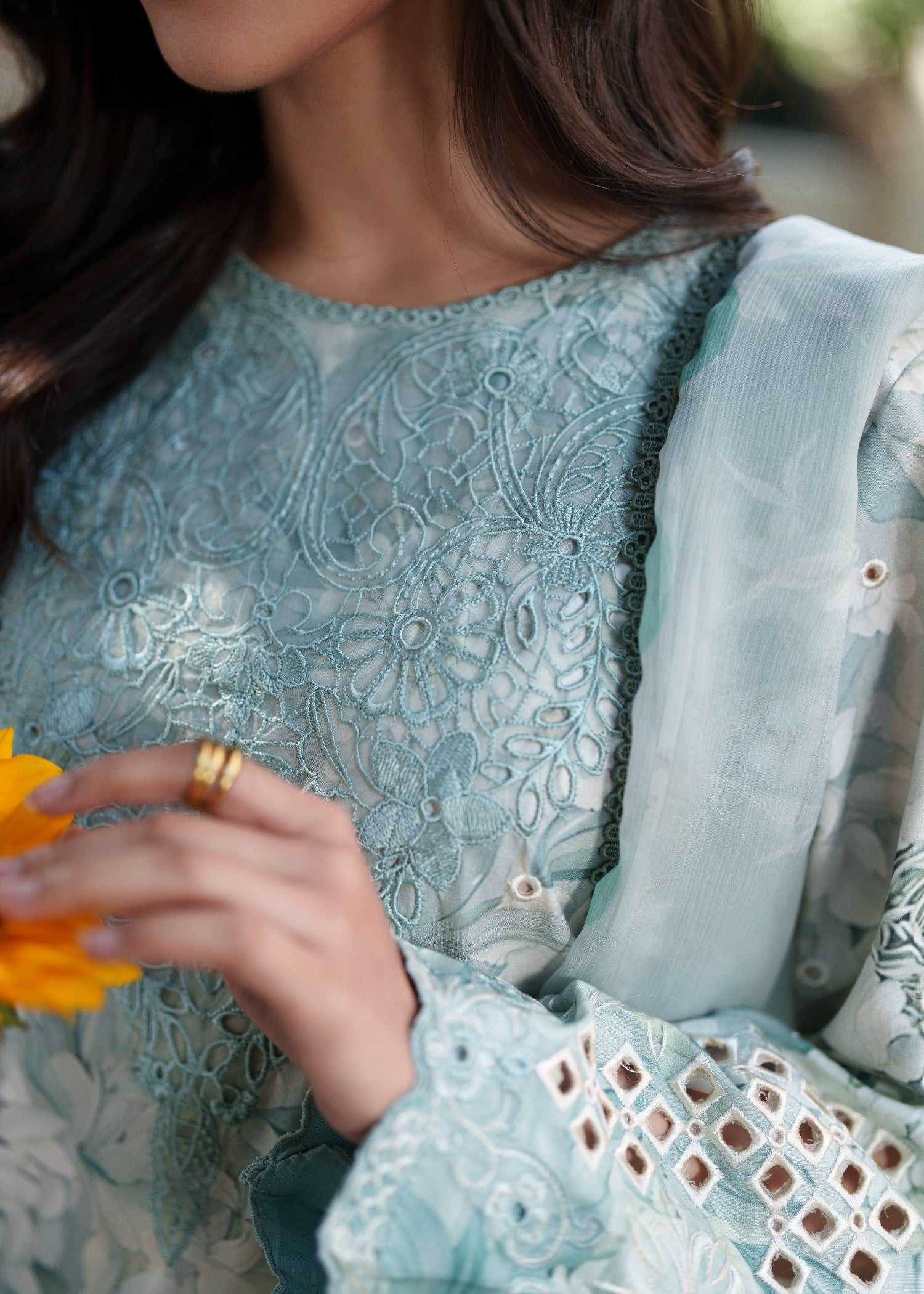 lawn Kurta Set in Cloud blue