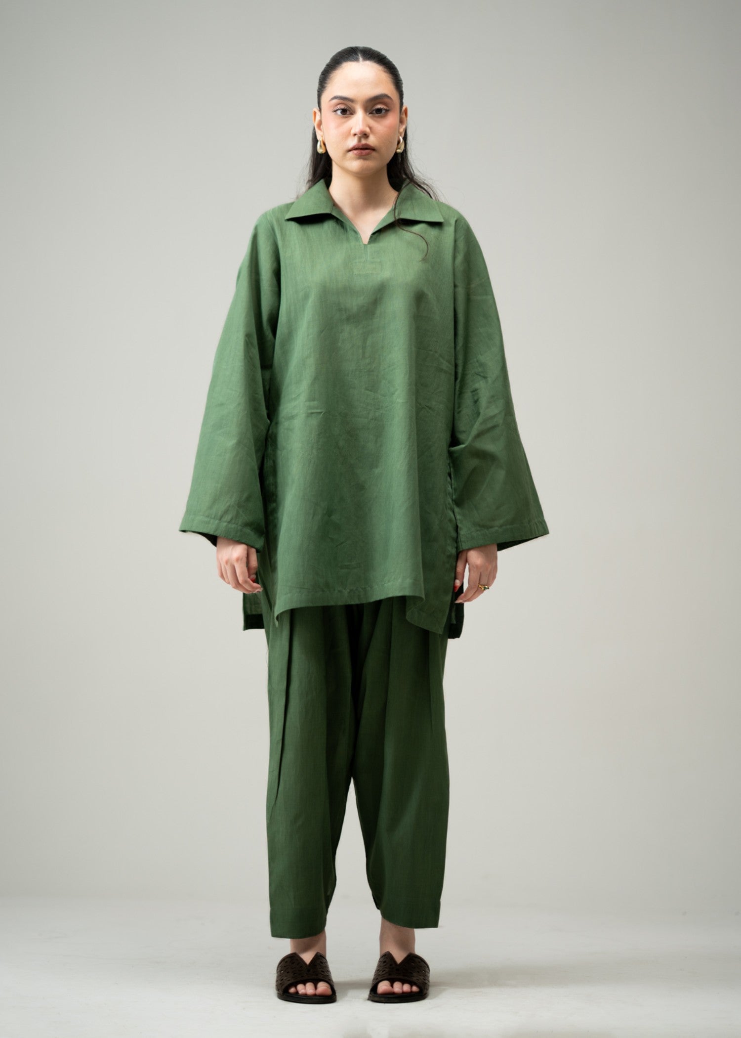 pure cotton Co Ord Sets in Bottle green