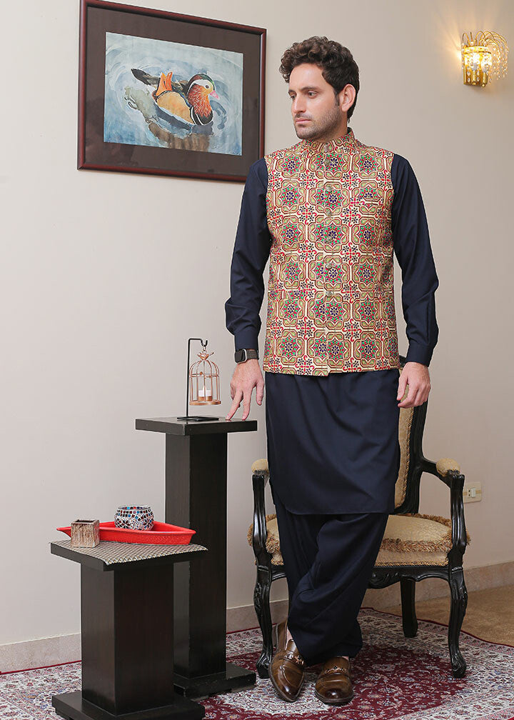 banarsi silk Waistcoat in Multi