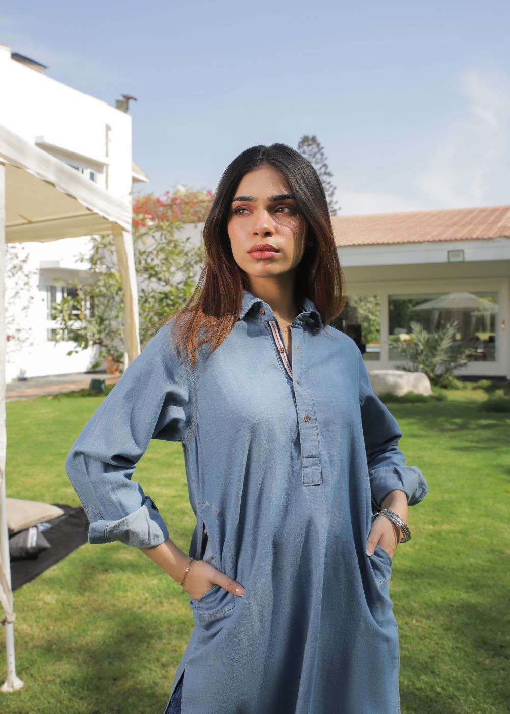 denim Kurti in Light blue