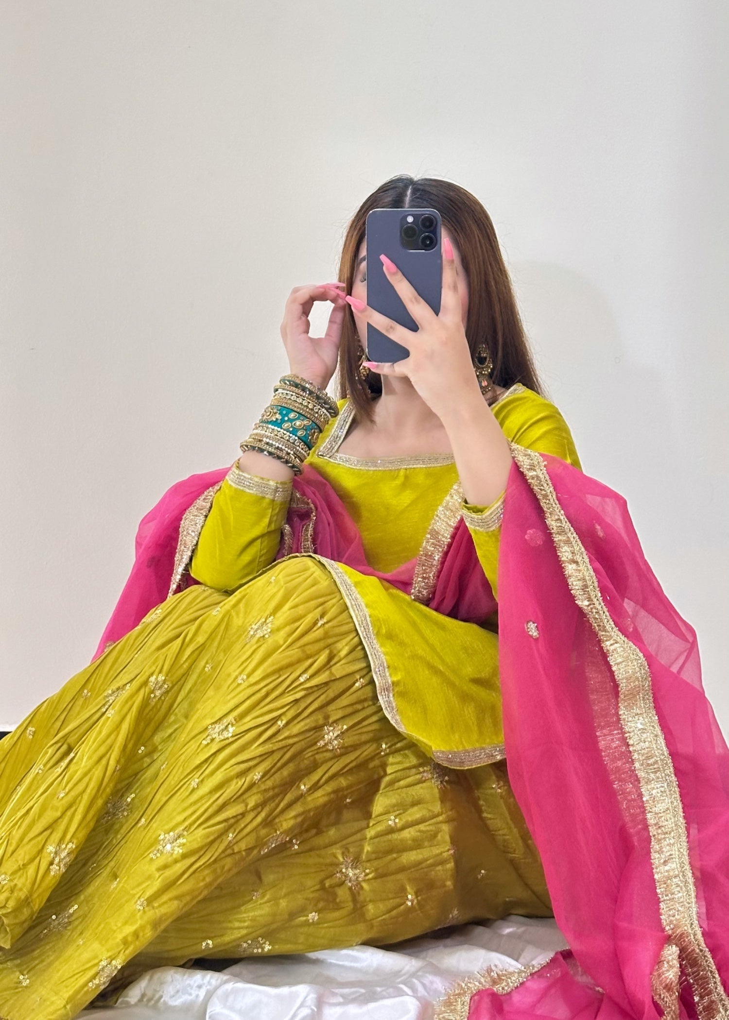 raw silk Sharara in Lemon