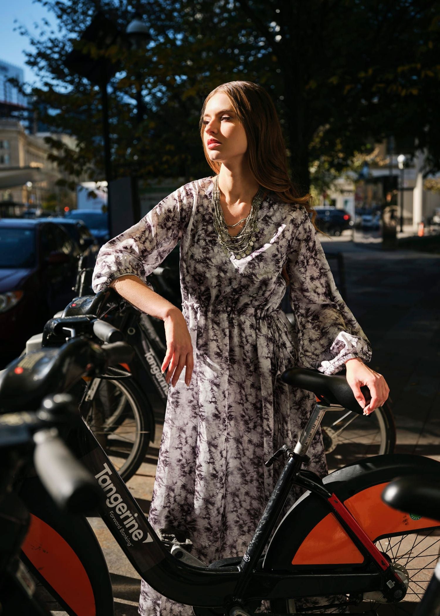 silk Dress in Grey
