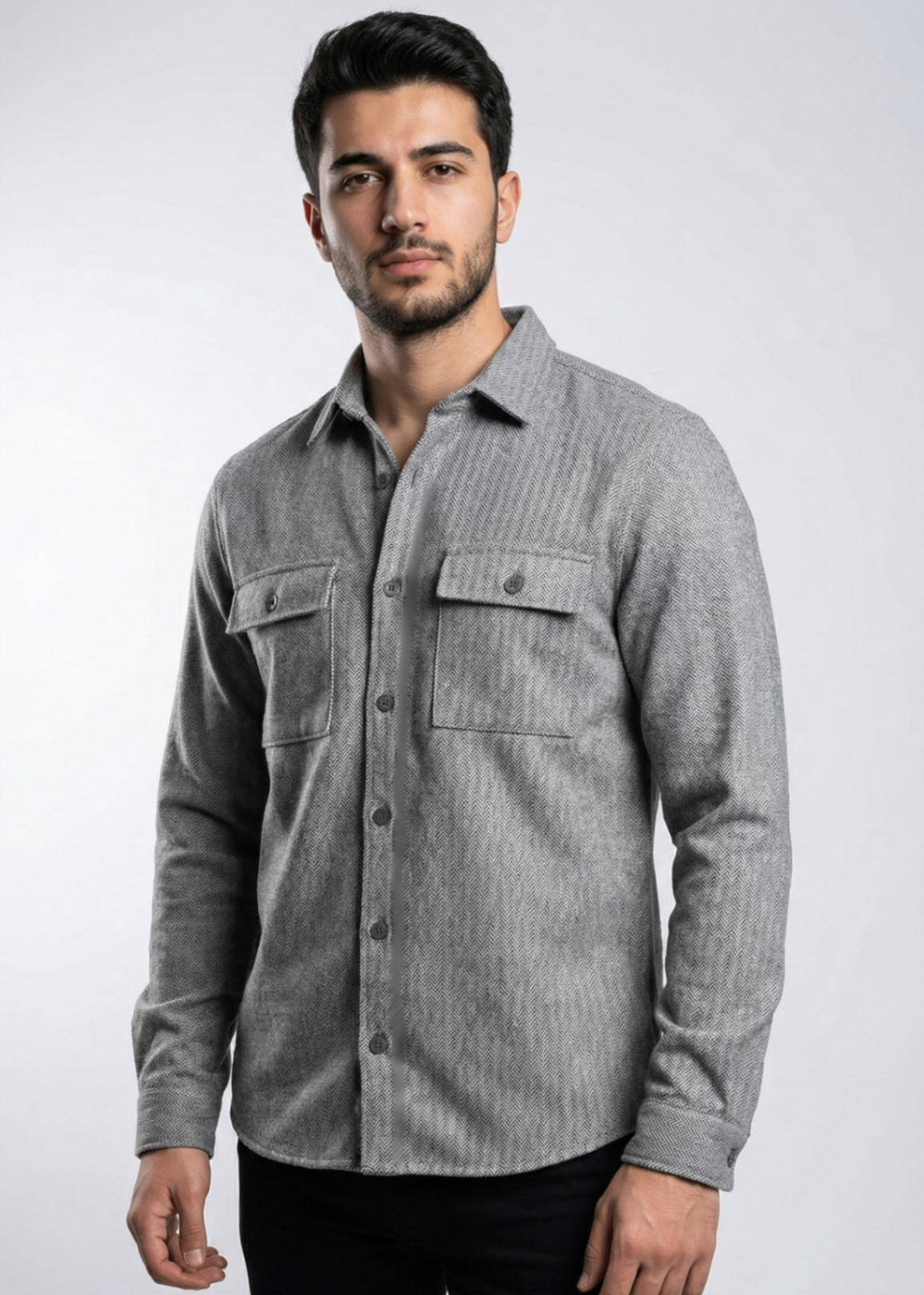 wool viscose Casual Shirt in Grey
