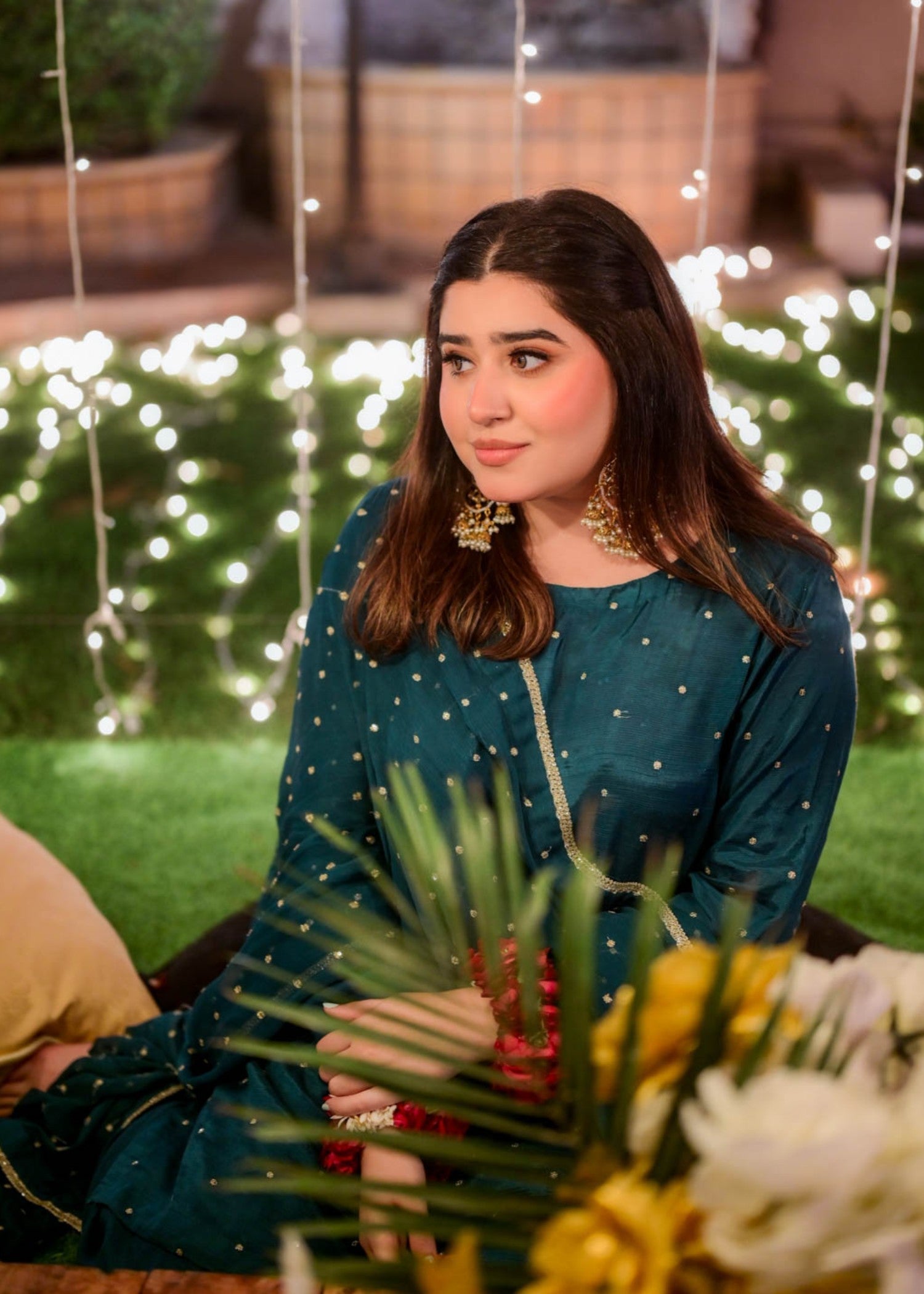 blended grip silk Kurta Set in Teal