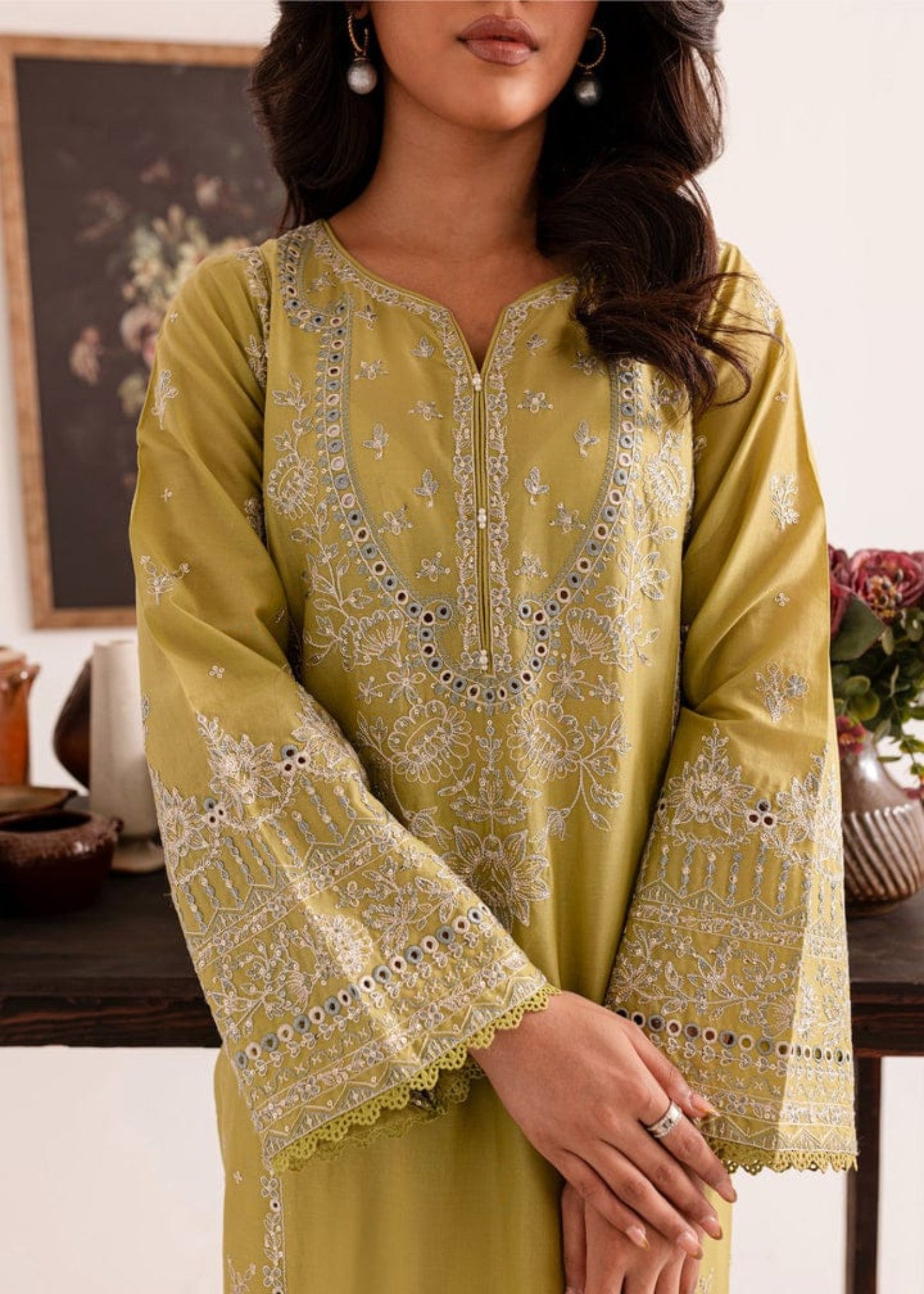 linen Kurta Set in Mellow yellow